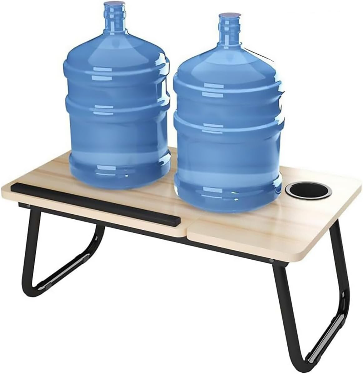 AIMALL Adjustable Foldable Laptop Desk for Bed and Sofa with 5-Stop Height Settings, Small Computer Study Table for Dormitory, Home Office, Walnut and White Maple Finish - White Maple image number 7