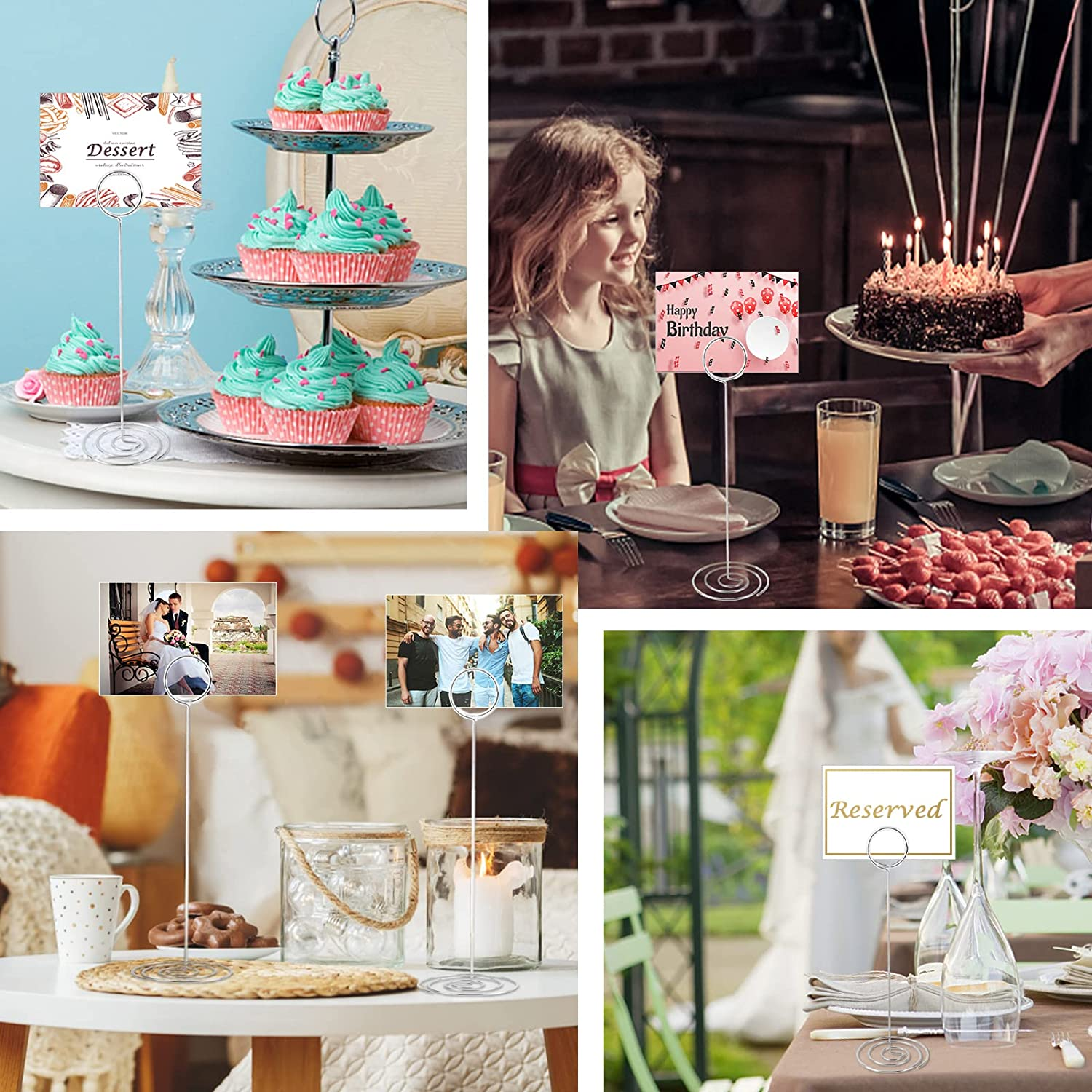 15 Pack 8.75 Inch Tall Table Number Holder, Place Card Holder, Table Picture Holder, Wire Photo Holder Clip,Menu Memo Note Stand for Weddings, Banquets image number 6