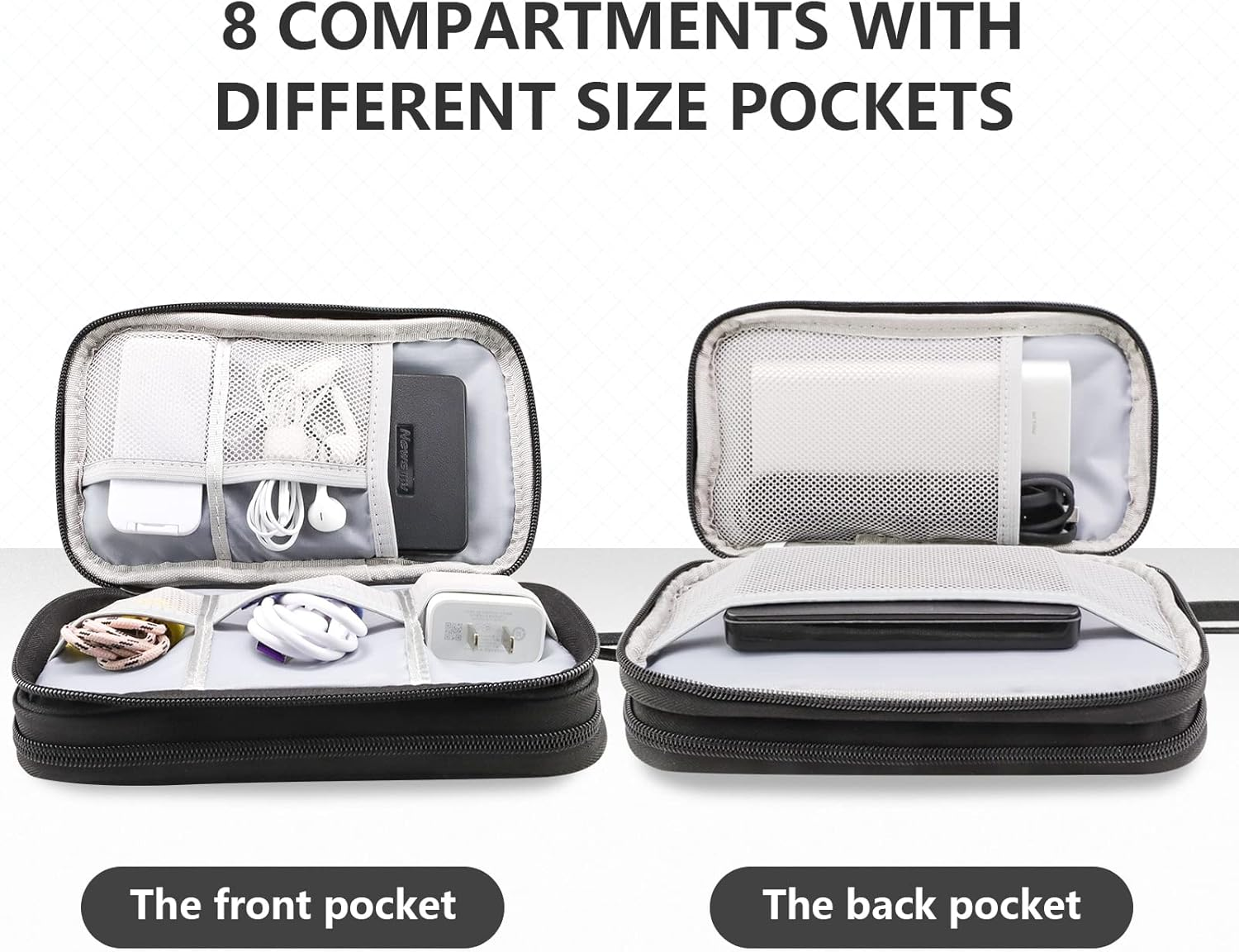 Teskyer Cable Organizer Bag, Portable Travel Cord Organizer Case, All in One Waterproof Electronics Accessories Storage Bag for Cables, Chargers, Earphones, Hard Drives, Power Bank, 8.5 X 5 Inch image number 1