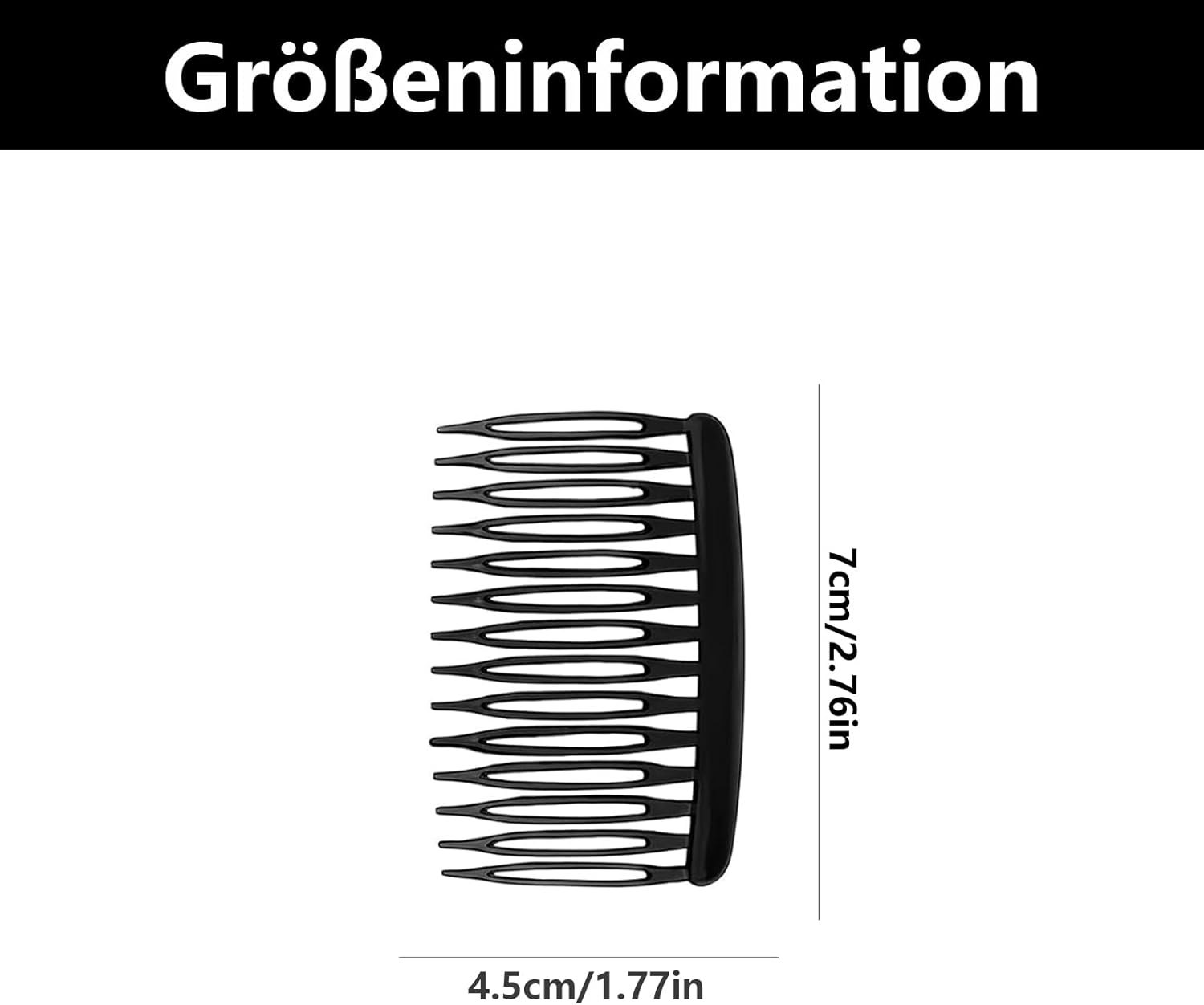 Pack of 6 Hair Combs for Clip-In, Hair Combs for Hair for Girls, Women (Black)