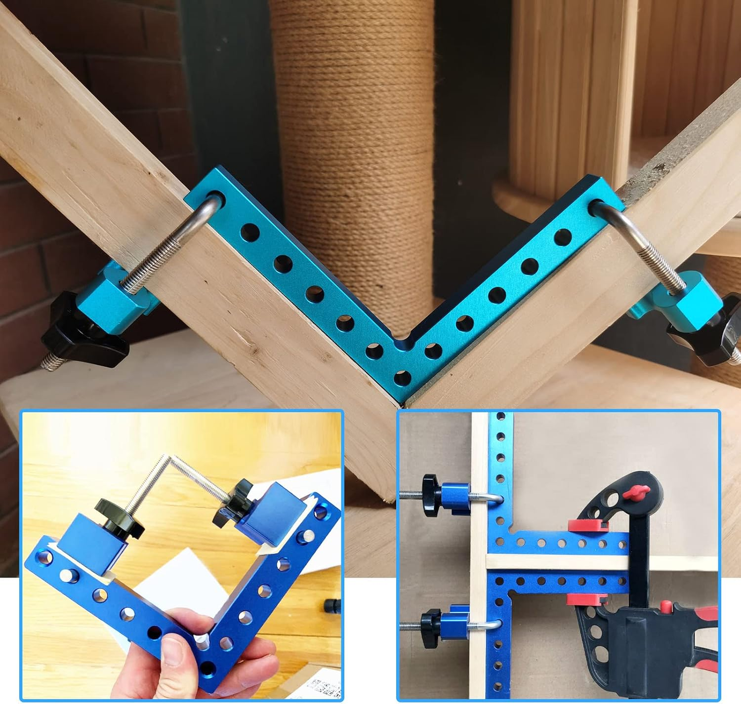 5.5"&times;5.5" 90 Degrees Positioning Squares, Right Angle Squares with 8 Clamps, Aluminium Alloy L-Type Corner Clamp Woodworking Clamping Tool for Picture Frames, Boxes, Cabinets (140Mm X 140Mm) image number 1