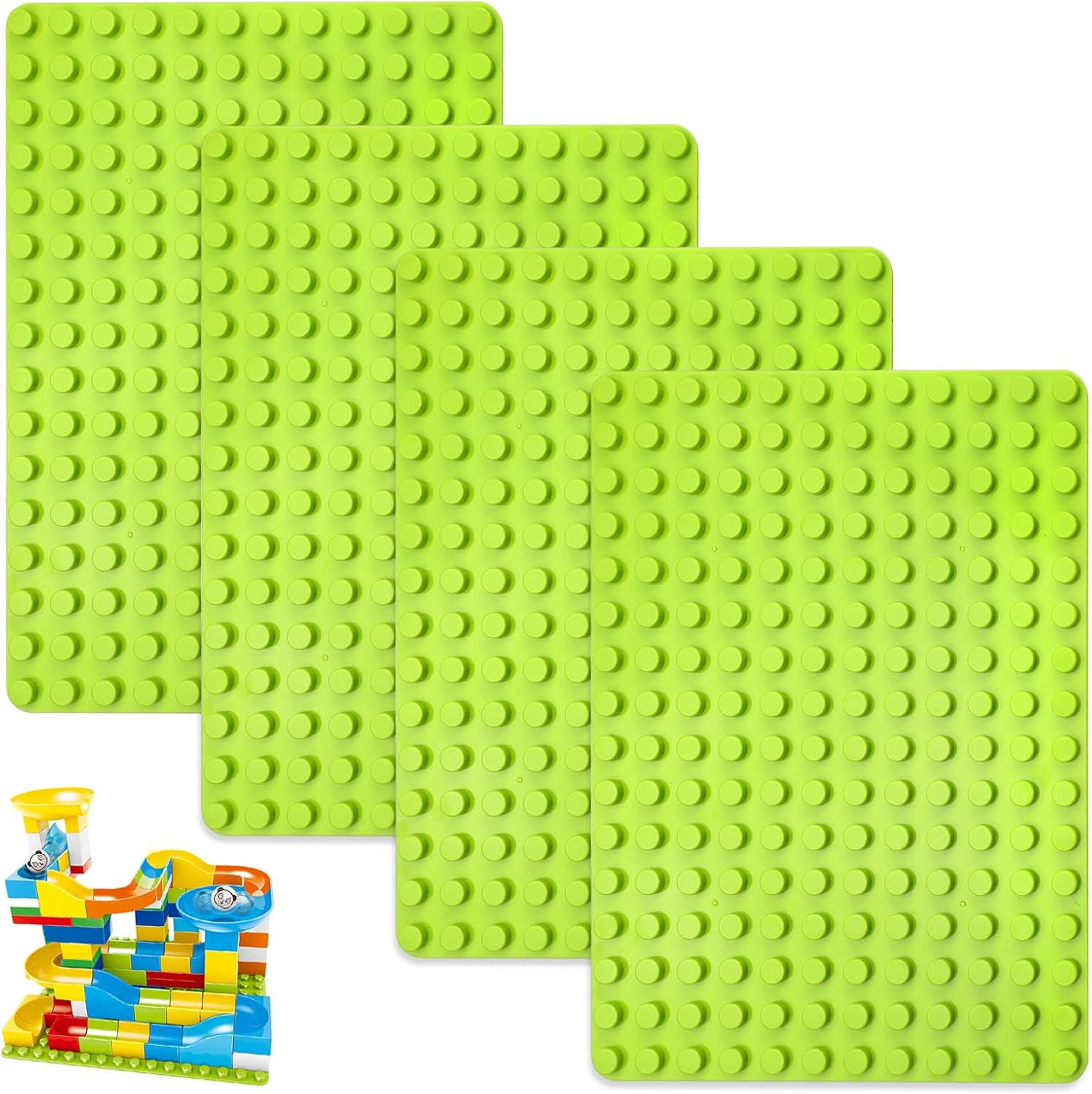UOCAI 4 Pieces Building Plate, Large Compatible with Duplo Plate, 25.5 X 19 Cm,  Plates,  Plate Set, Base Plate, Base Plate, Clamping Blocks, Matte Plate, Green Building Plates for Girls And image number 2