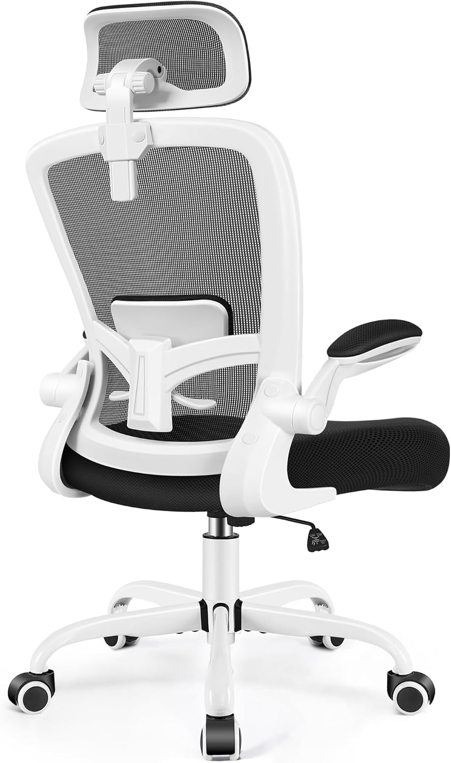 Felixking Ergonomic Office Chair, Headrest Desk Chair Office Chair with Adjustable Lumbar Support, Home Office Swivel Task Chair with High Back and Armrest (White) - Gray image number 7
