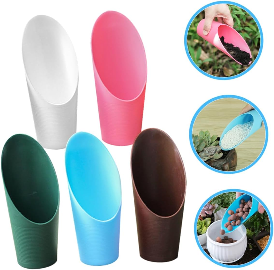 ROMISBABA 5Pcs Multi-Color Plastic Soil Scoops for Gardening and Succulent Planting Small Portable Potting Soil Scoop Set Lightweight Transplanting for Garden Use image number 6