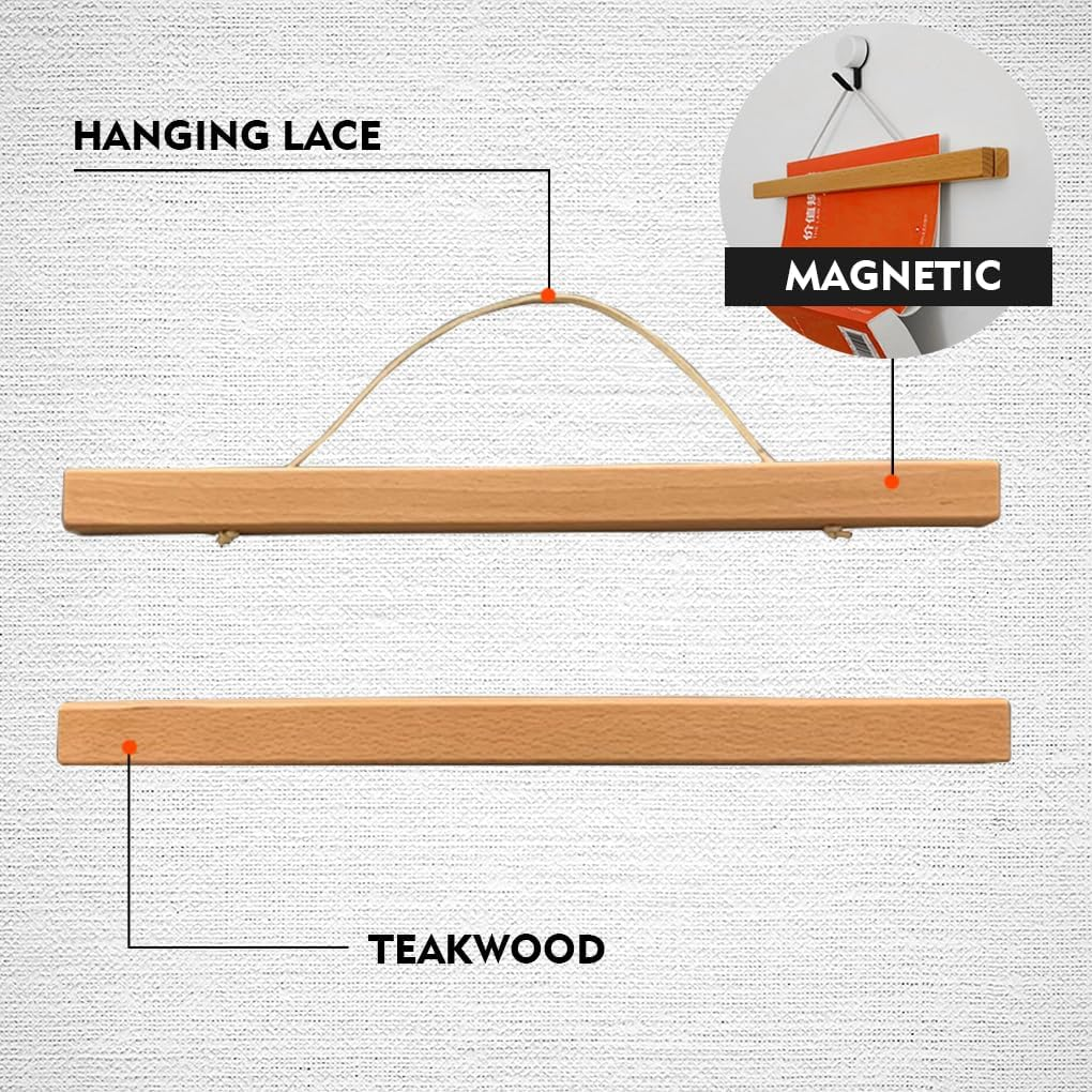 Vivva Magnetic Poster Frame Hanger, Wooden Frames Hangers for Photo Picture Art Canvas Print Artwork Wall Hanging 41Cm