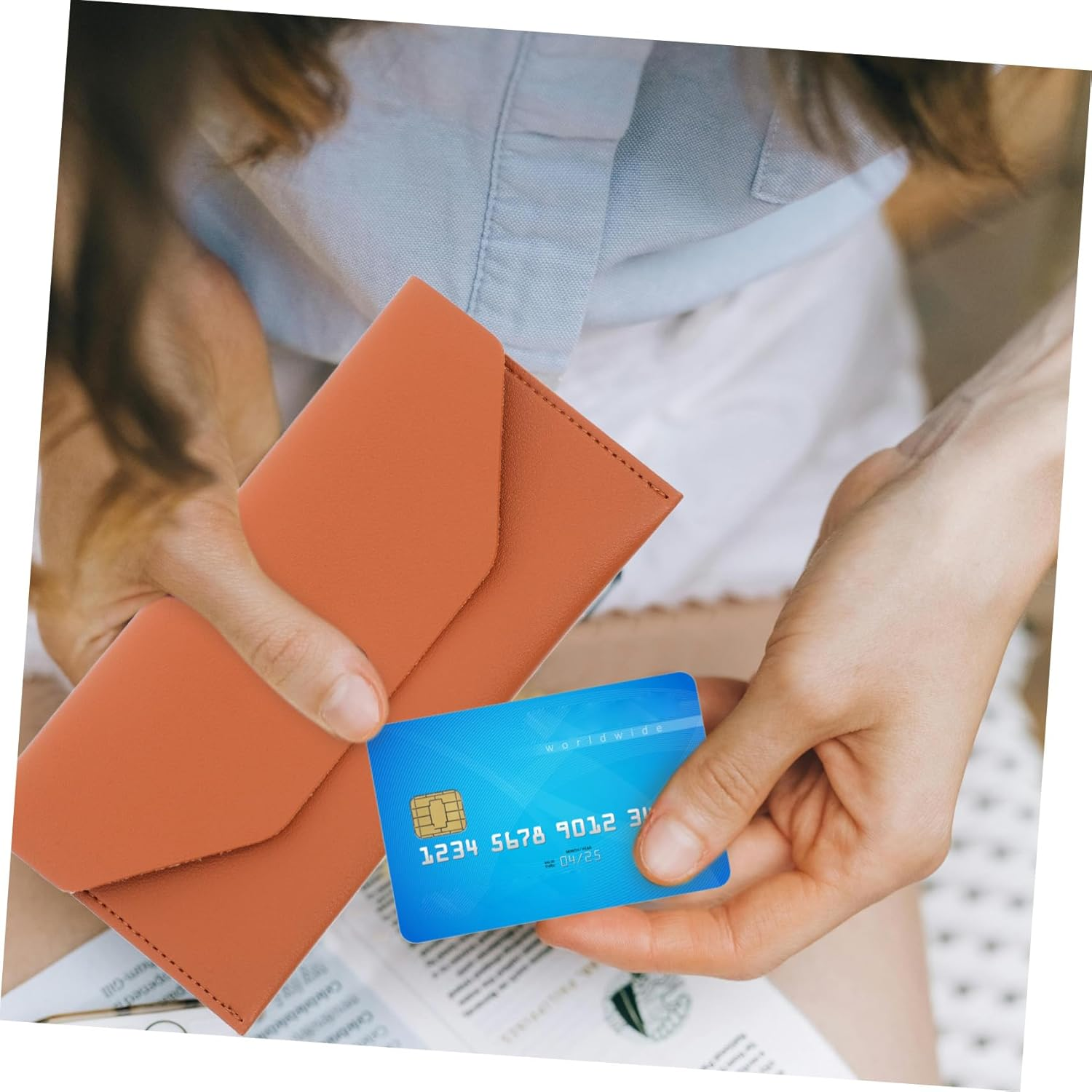 SOPOTUTU Card Organizer Money Envelope Passport Pouch Multiple Passport Holder Wallet - Brown image number 3