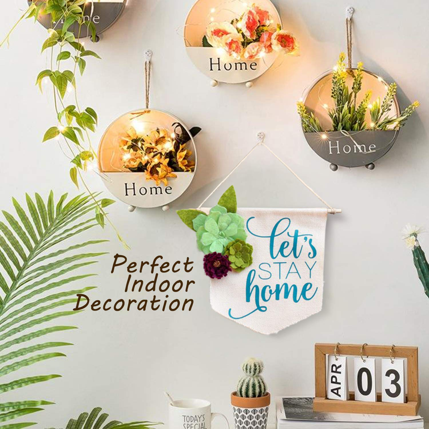 Anley Canvas Wall Banners - Blank Fabric Badge & Wooden Dowel & Pre-Tied String - Decorative DIY Plaque, Display for Indoors, Baby Shower, Wedding, Graduation(2Pcs) image number 4