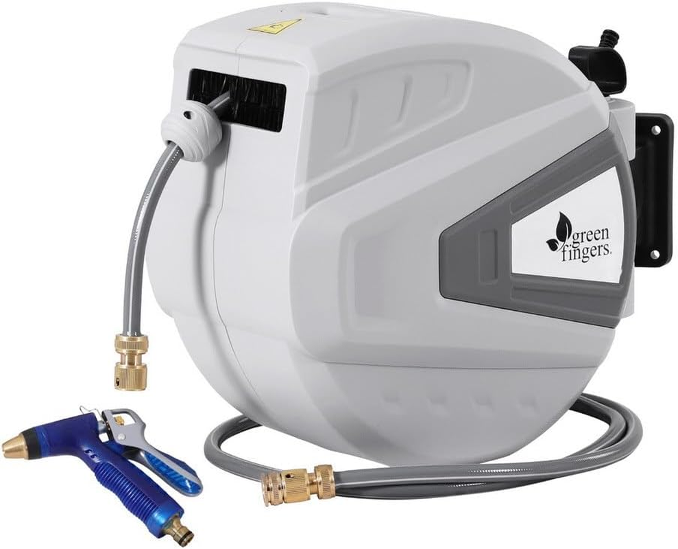 Green Fingers 30M Water Hose Reel Retractable Auto Rewind Wall-Mounted Spray Gun image number 2