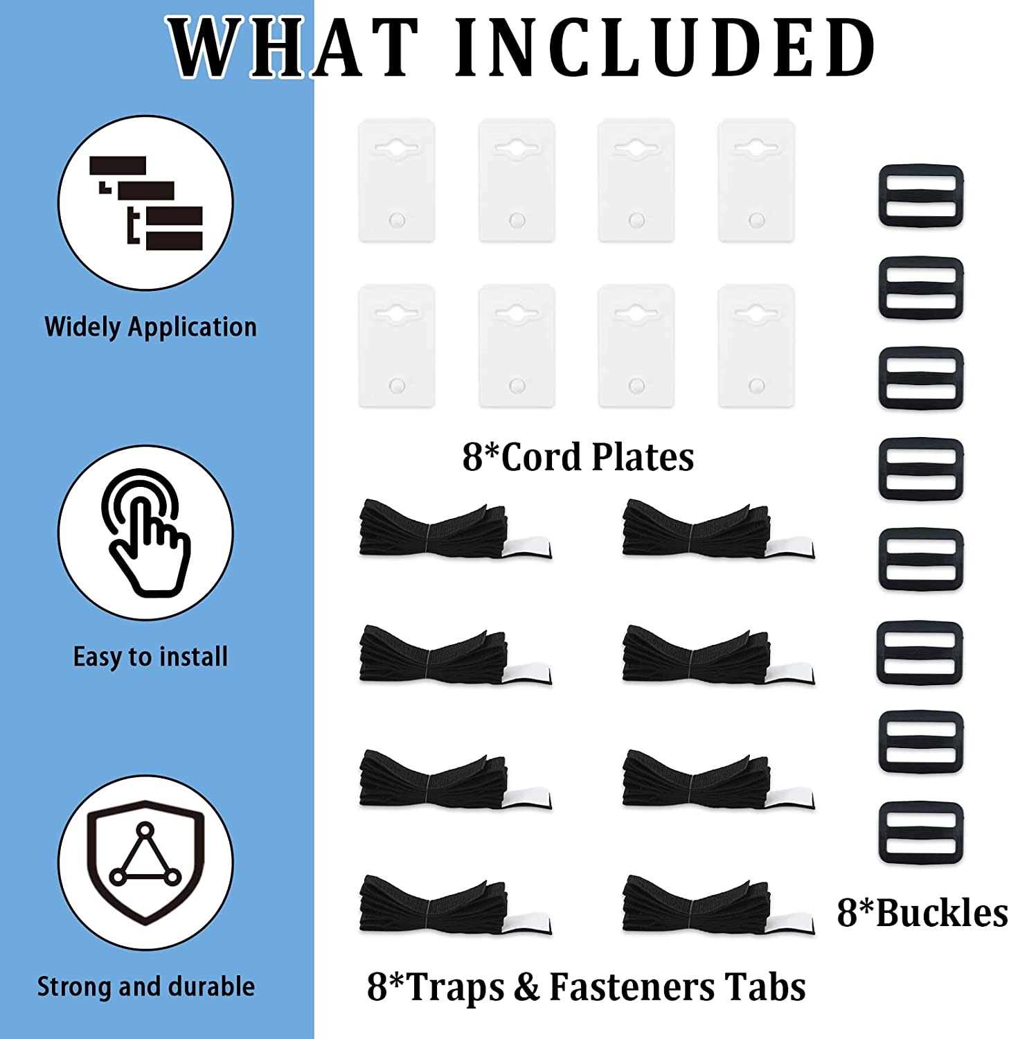 Gekufa Solar Cover Reel Strap Kit, Pool Solar Cover Reel Attachment Kit for In-Ground Swimming Pool, Including 8 Straps with Hoop and Loop Tapes, 8 Fastener Plates, 8 Buckles image number 2