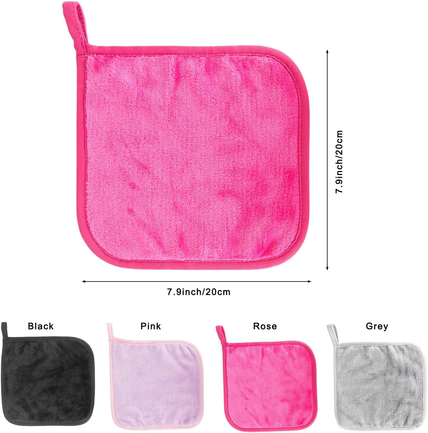 Reusable Microfiber Makeup Remover Cloths 20X20Cm (4Pcs) for Face, Super Soft Chemical Free Facial Cleaning Towel for All Skin Types image number 4