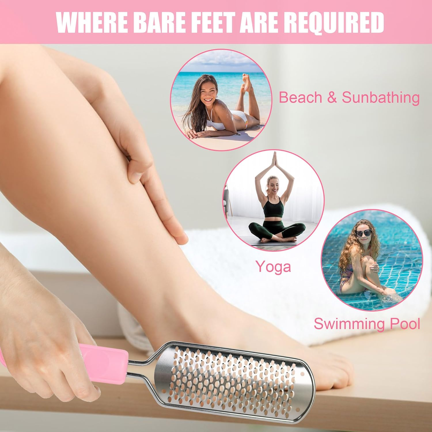 OWIIZI Foot File Pedicure Foot Scrubber for Callus Remover, Stainless Steel Foot Exfoliator Grater Feet Rasp Scraper Hard Cracked Dead Skin Removers for Wet and Dry Foot image number 6