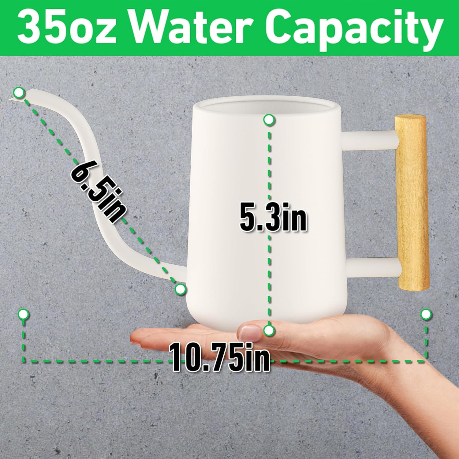 Indoor Watering Can with Long Spout - 35Oz White Watering Can for Indoor Plants - Cute Watering Can Indoor - Small Watering Can for Indoor Plants - Indoor Plant Watering Can - Houseplant Watering Can image number 2