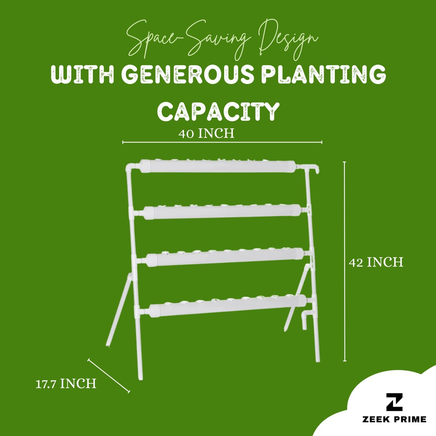 ZEEK PRIME - Hydroponic Growing System &ndash; 36-Site Vertical PVC Garden with AU/US Plug, Water Circulation, Soft Tube & Planting Baskets | Indoor & Outdoor Soil-Free Planter (White) image number 4