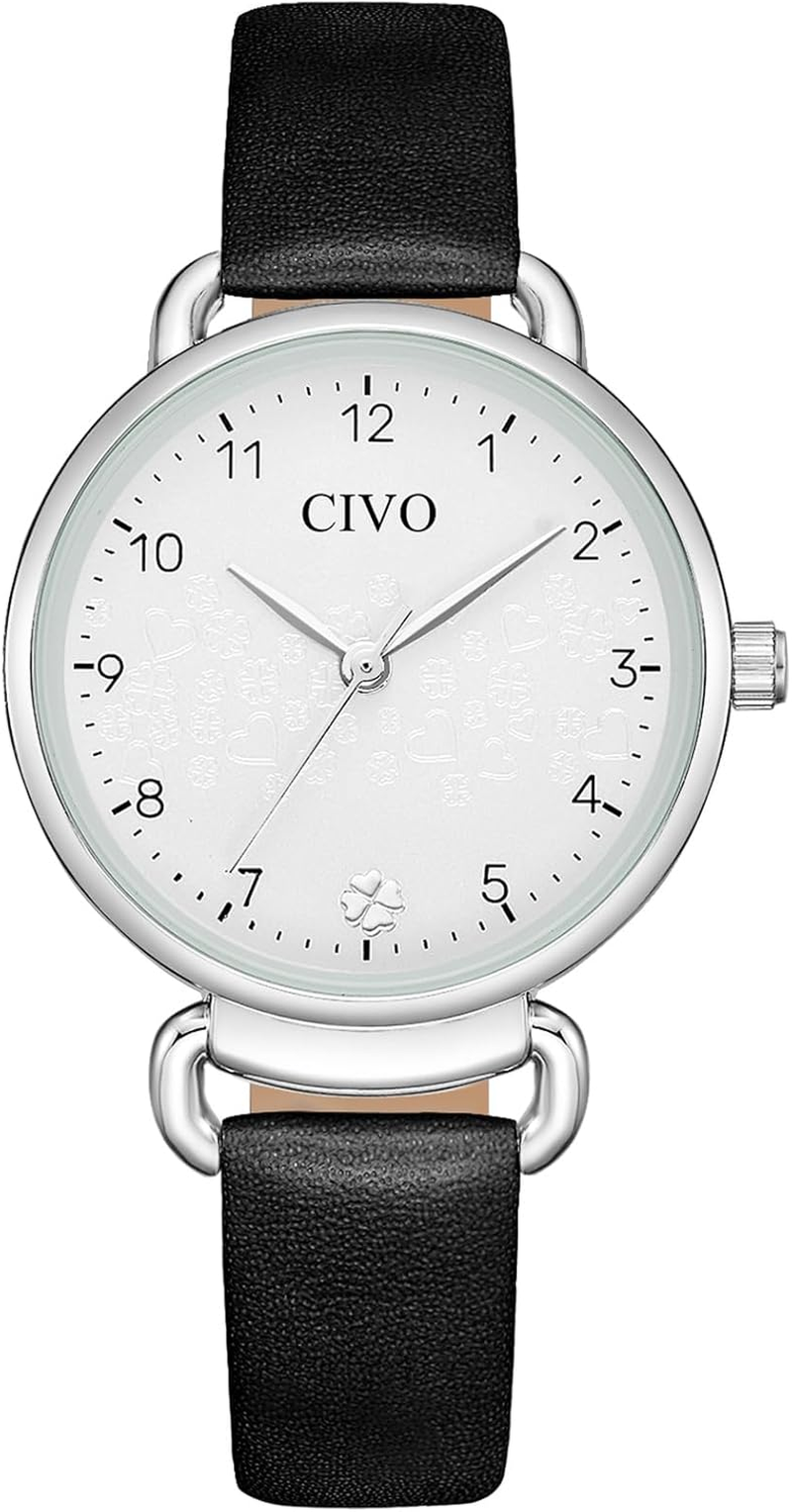 CIVO Ladies Watches for Women Leather: Easy to Read Analog Waterproof Wrist Watch Small - Dress Watch
