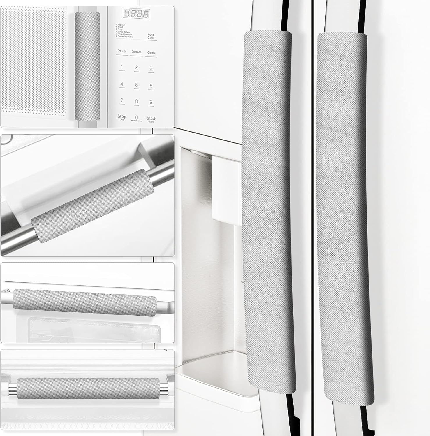 Refrigerator Door Handle Covers, Set of 6, Trimmable, Washable, Appliance Handle Covers, Fridge Door Handle Protector, Get Rid of Dirty Handprints, Timesaver, Kitchen Decor Accessories (Black)