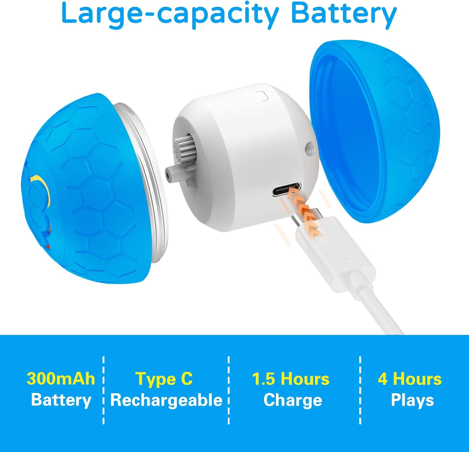 Interactive Dog Toys Cat Dog Ball, Upgraded Durable Motion Activated Automatic Rolling Ball Toys for Mini/Small/Medium/Large Cats and Dogs, USB Rechargeable (Blue)