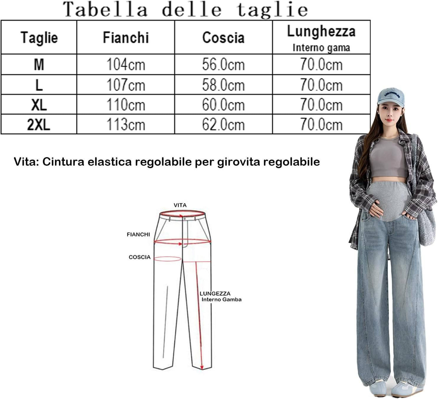 Maternity Jeans Loose Casual with Adjustable Belt, Fashion and Practical Trousers for Girls under 67 Inches image number 1