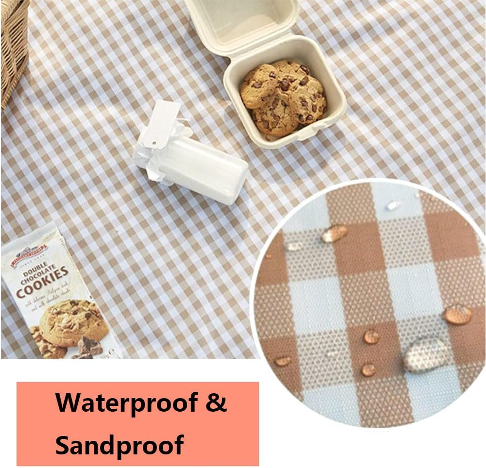 Extra Large Picnic Blanket Waterproof for Outdoors,80"&times;80" Outdoor Gingham Blanket Foldable Giant Picnic Mat Washable for Pack Grass Sandproof Big Beach Blanket Travel Camping Accessories image number 3