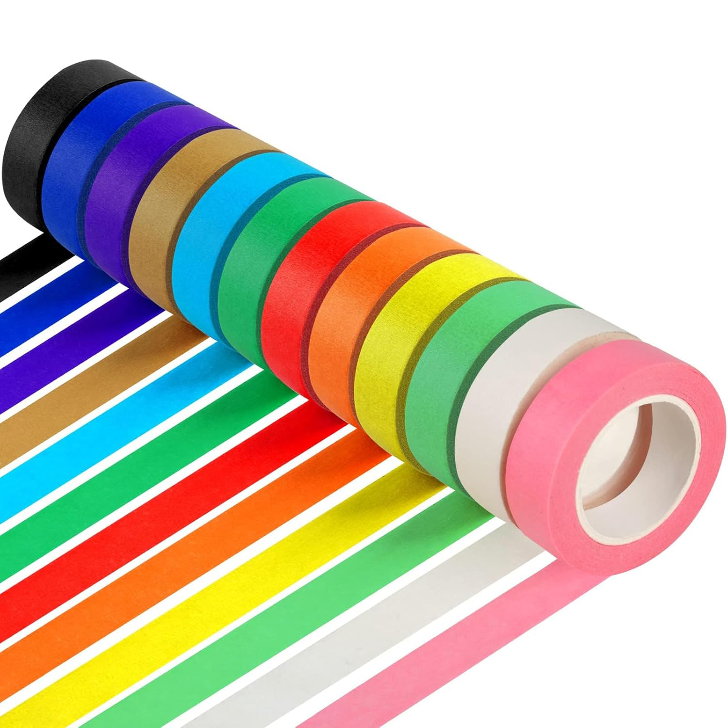 Colored Masking Tape - 12Pcs DIY Decorative Stickers Tape, Painters Tape Rolls for Arts & Crafts, Labeling image number 6