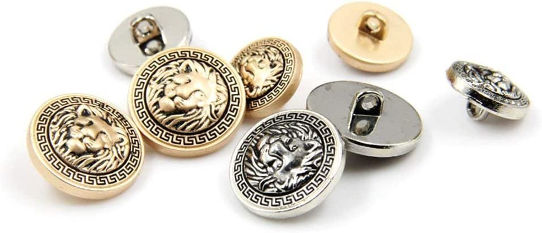 10PCS Clothes Buttons - Fashion Lion Head Sewing Button round Shaped Metal Button Set for Men Women Blazer, Coat, Uniform, Shirt, Suit and Jacket (Gold, 25Mm) image number 3