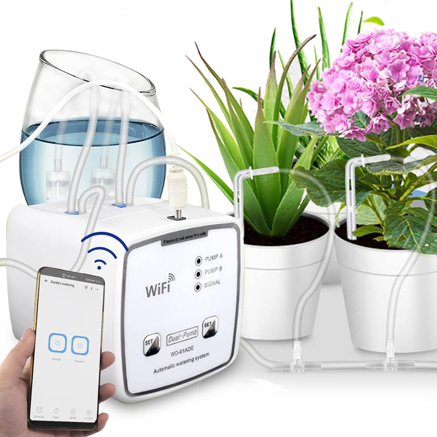 Remote Control Wifi Drip Irrigation Kit, Avvikro Automatic Watering System for Potted Plants up to 20, Plant Waterer Devices with Auto/Manual/Delay Watering Mode via APP image number 1