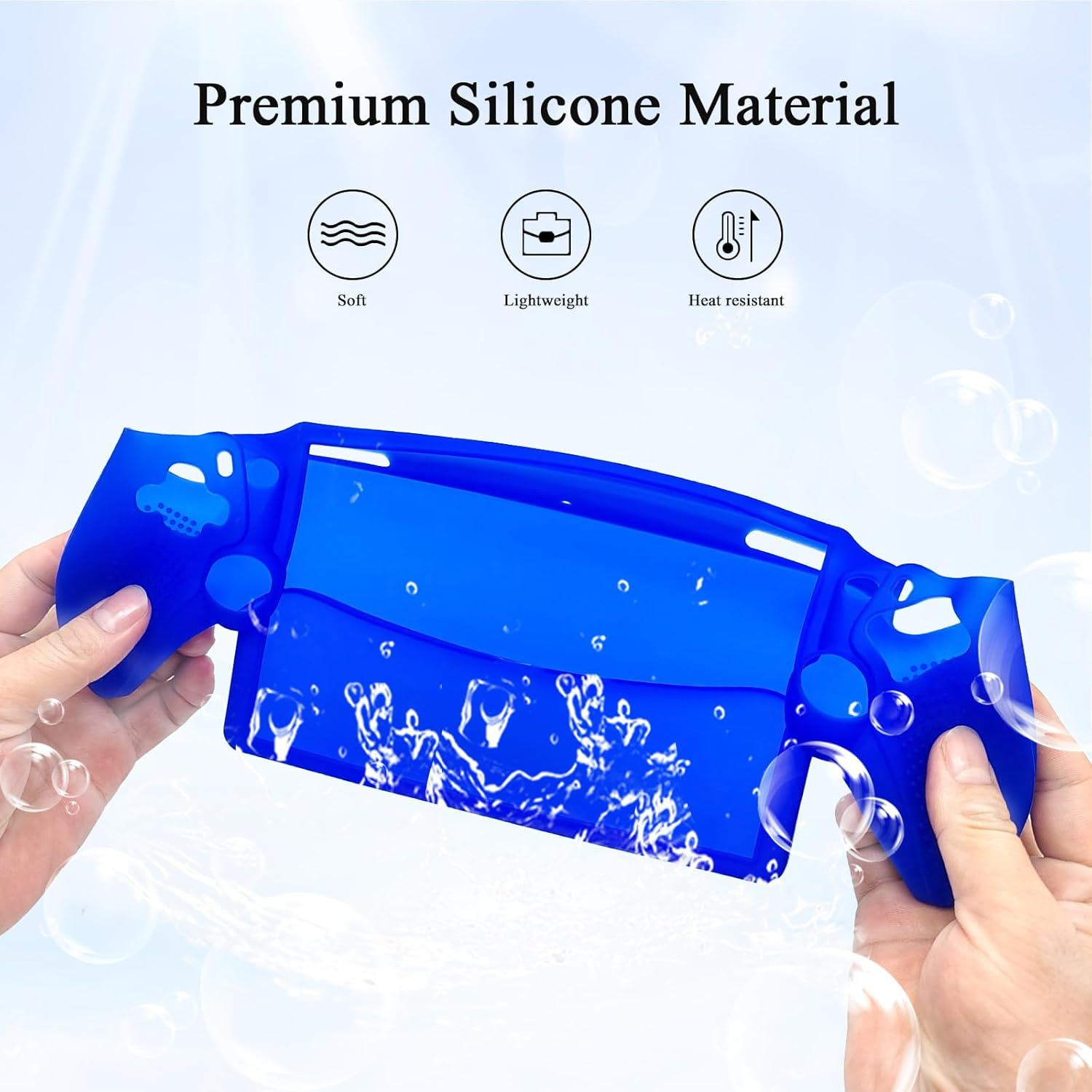 Silicone Protective Cover and Stick Caps Compatible with Playstation Portal, Anti-Slip Protector Case and 10 Thumb Grip Caps Accessories for PS Portal Remote Player(Blue) image number 1