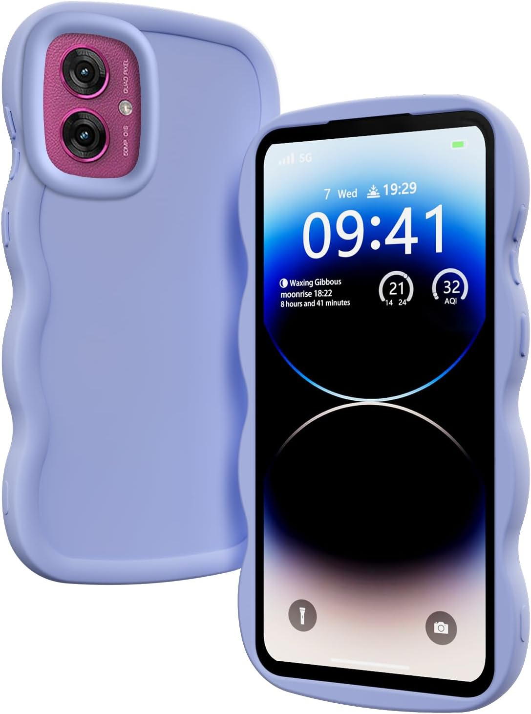 XINYEXIN Liquid Silicone Case for Motorola Moto G55, Waves Curly Shape Cute Soft Shockproof Mobile Phone Protective Case - Purple