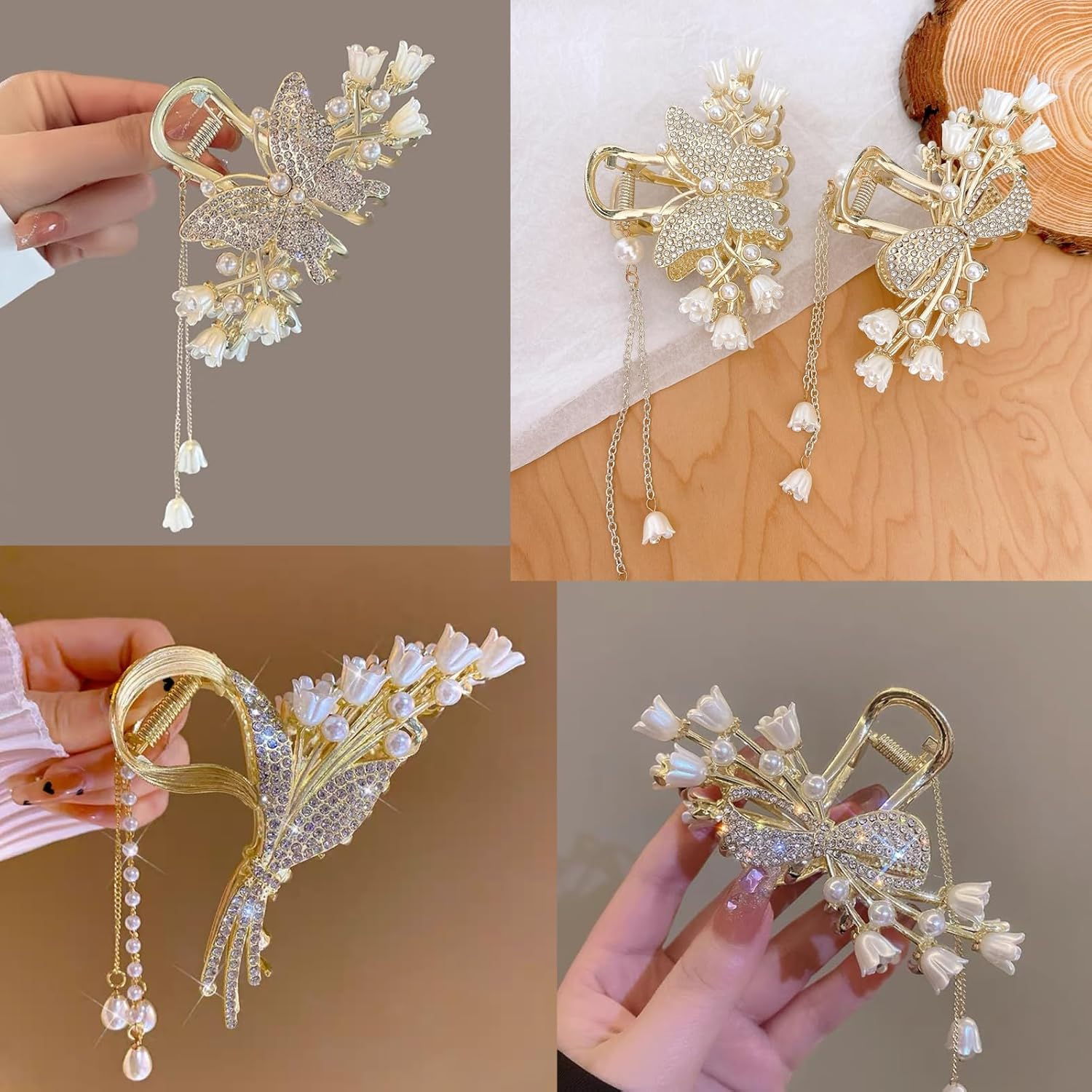 Ypkia Flower Hair Clip Gold Metal Butterfly Hair Clips Women'S Large Hair Claws Clips for Women Girls Thick Thin Hair Accessories (Pack of 3) image number 2