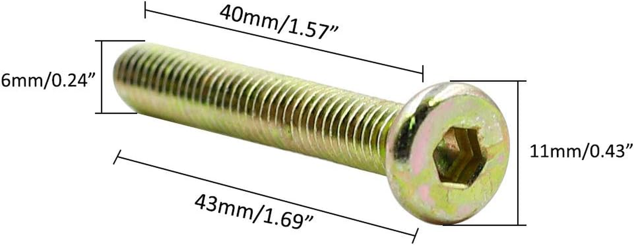 Mecion 10 Pcs M6 X 40Mm Crib Screws Zinc Plated Hex Socket Crib Hardware Screws for Beds Headboards Chairs Furniture image number 5