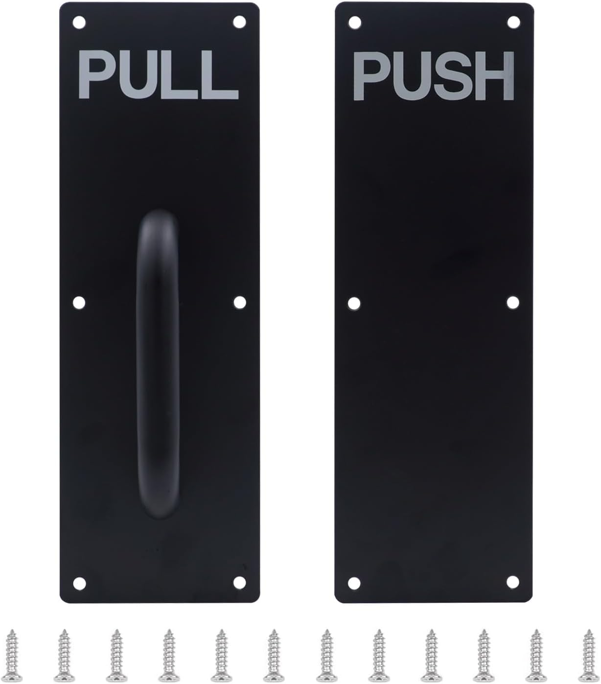 GINZER Push Pull Door Handle Set, Aluminum Alloy Push Pull Plates, Commercial Black Heavy Duty Sliding Door Handles 300 X 100 Mm, Perfect for Garage Restaurant & Business Place image number 3