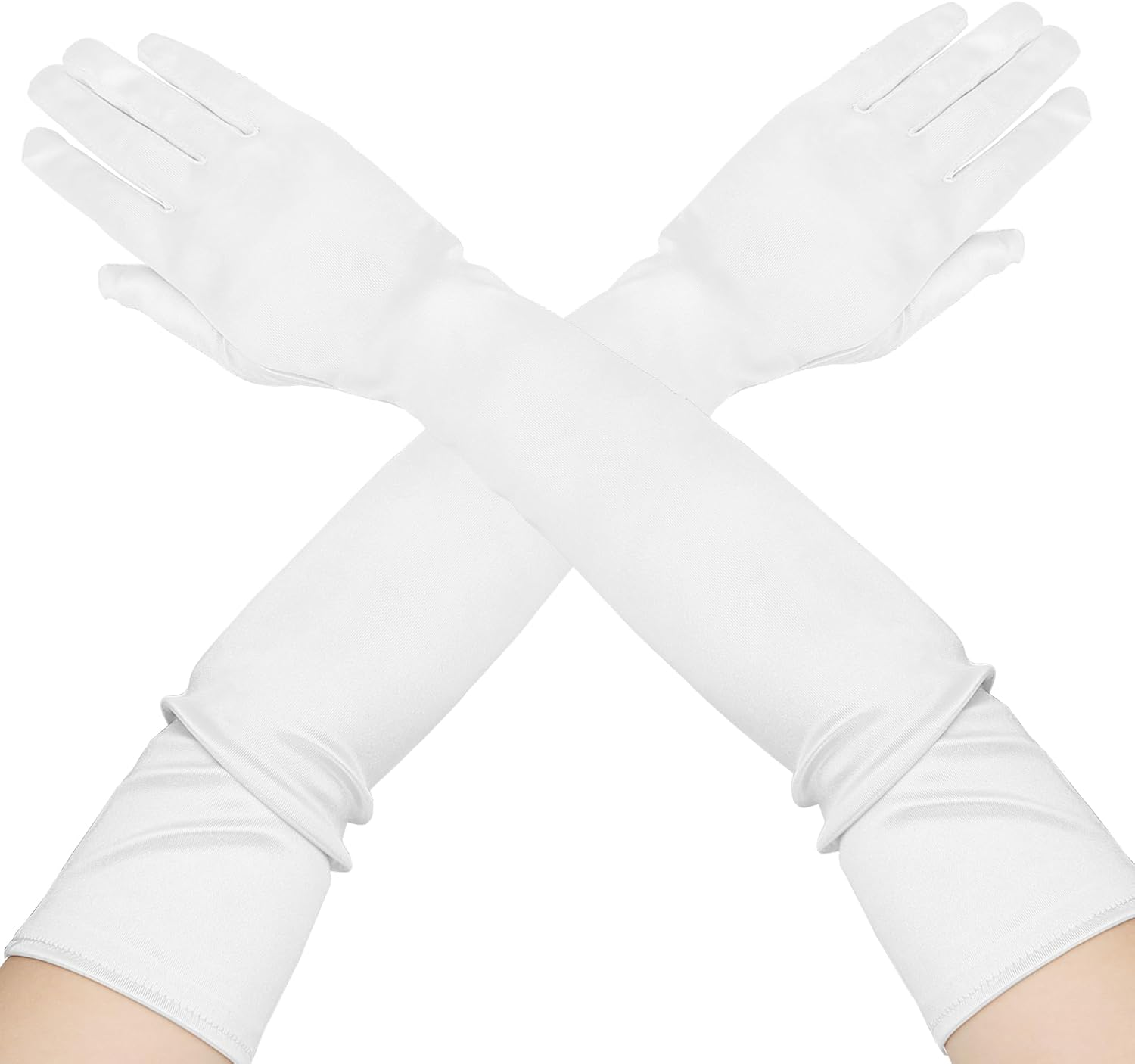 Satin Silk Opera Gloves for Women - Formal Dress Party Wedding Dance Princess Adult Evening Party 1920S,Halloween Opera Cosplay Costume