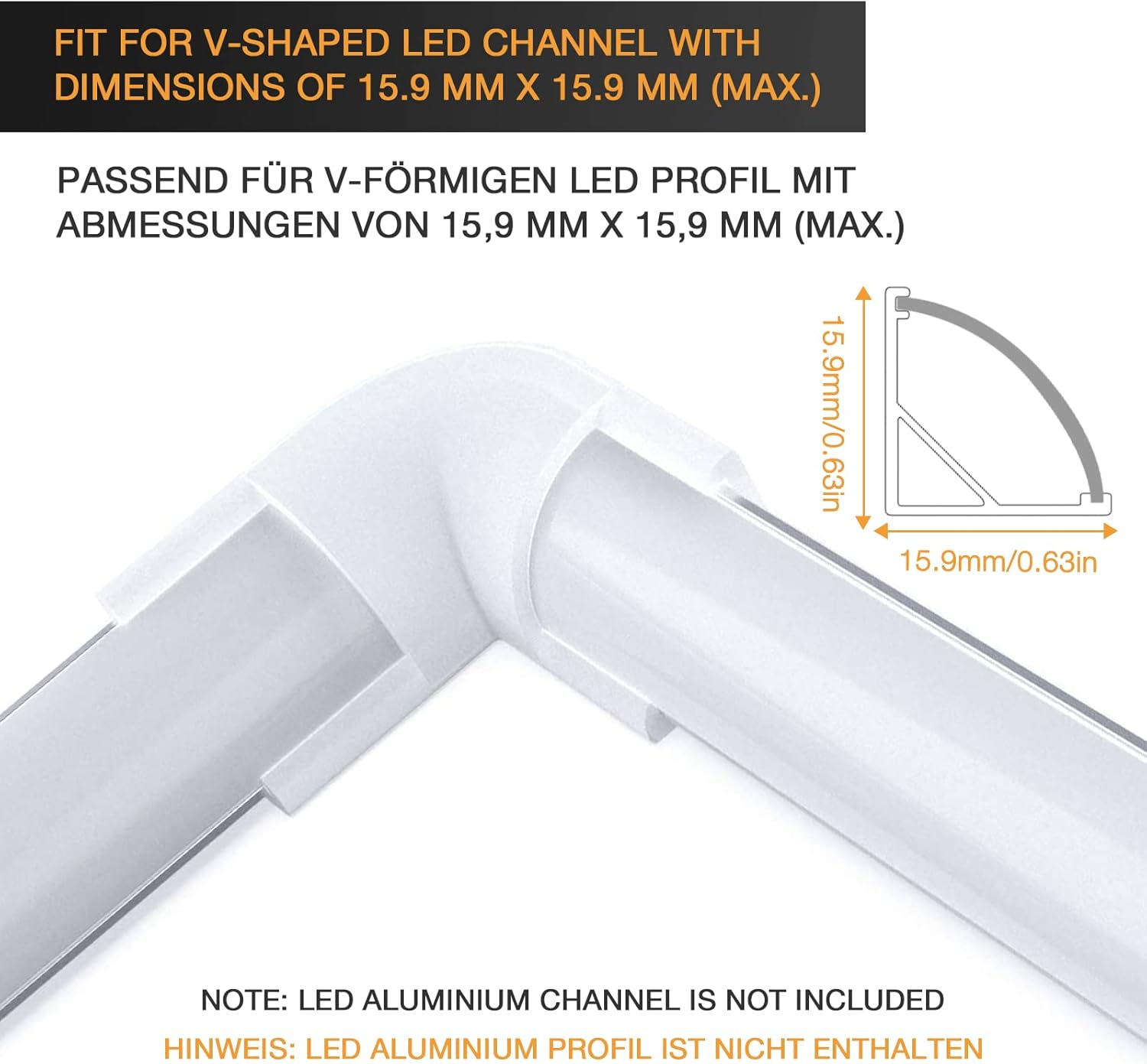 HOMMAND 90 Degrees Corner Connector 10 Pcs, LED Profile Corner Connectors, 90 Degrees LED Channel Corner Connectors for V Shape LED Aluminium Profile, Screws Included image number 6