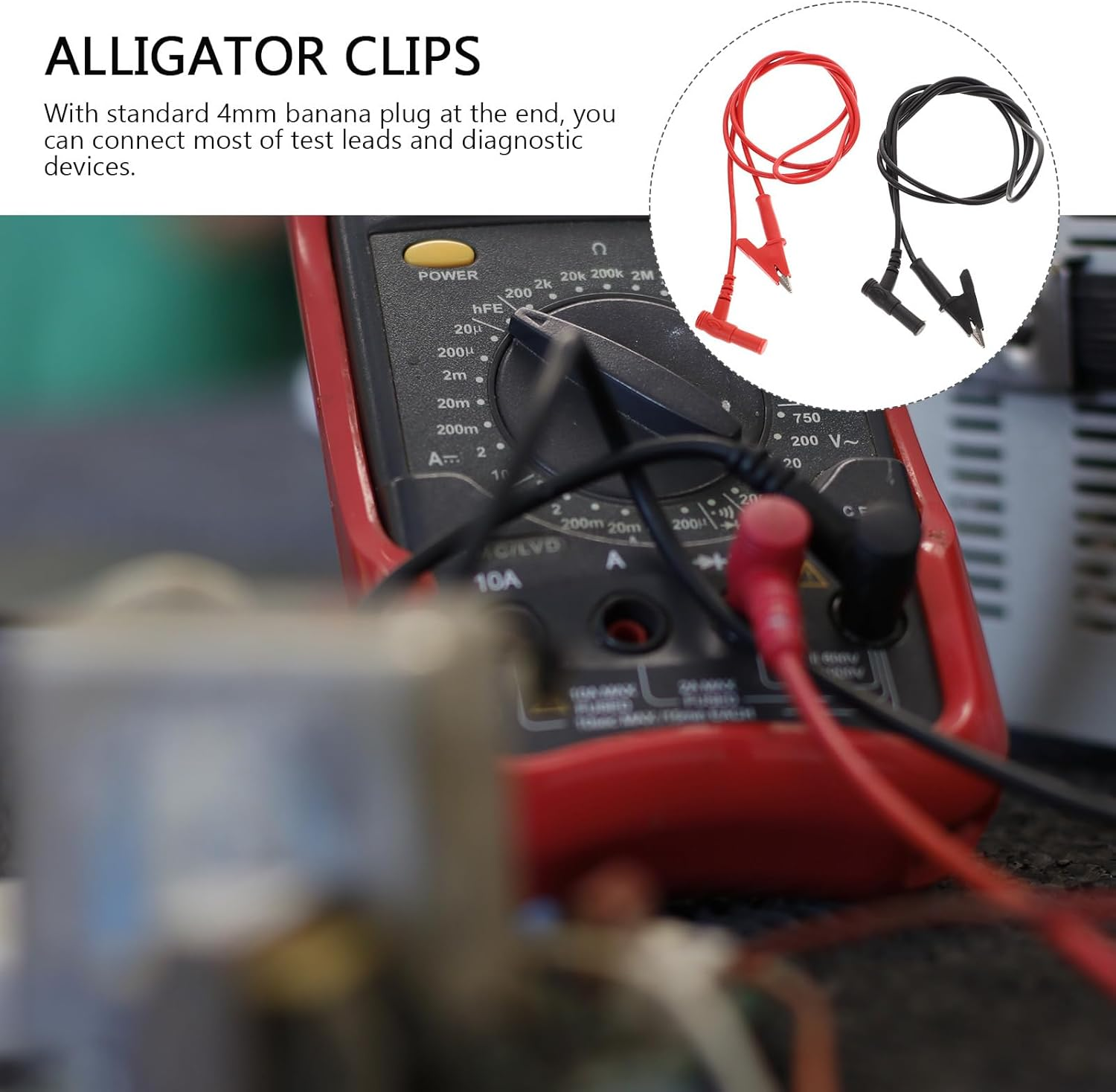 TEHAUX 1 Pair Multimeter Cable Automotive Multimeter Test Probes and Leads Multimeter Leads Kit Multimeter Probes Alligator Clips Multimeter Clips Alligator Rubber Car Plug