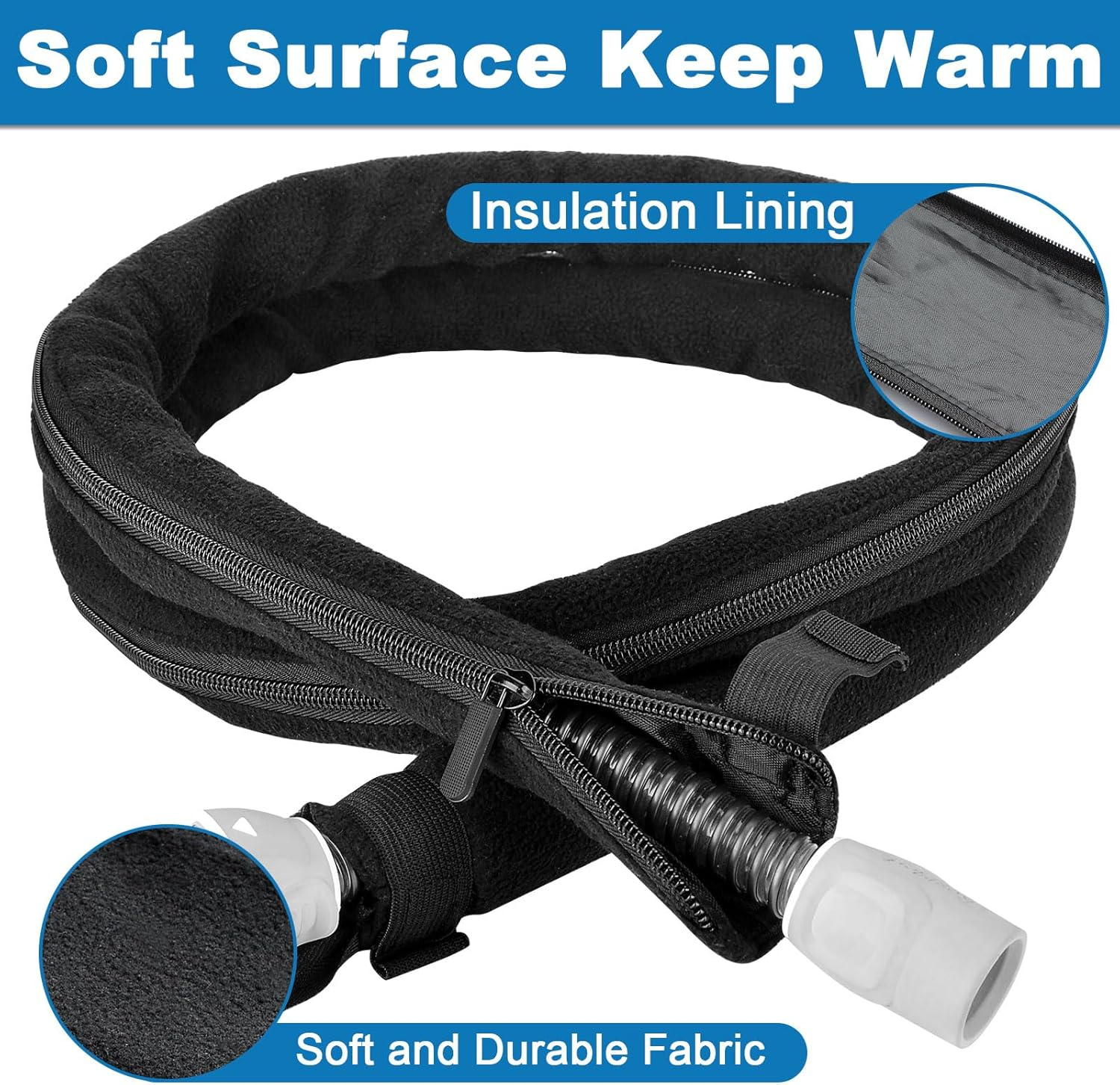CPAP Hose Cover 6Ft 4In Fit Resmed Climatelineair Climateline Max Heated Tubing APAP Bipap Full-Length Zippered Tube Soft Wrap CPAP Supplies Away from Cats image number 3