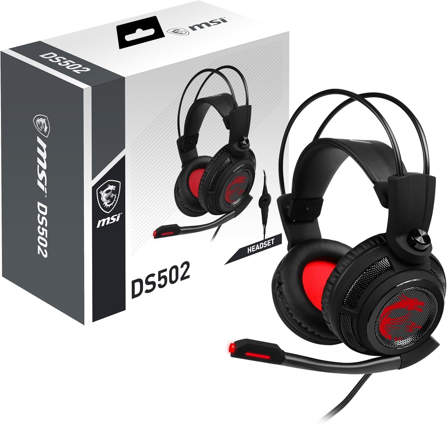MSI Gaming Headset with Microphone, Enhanced Virtual 7.1 Surround Sound, Intelligent Vibration System (DS502)