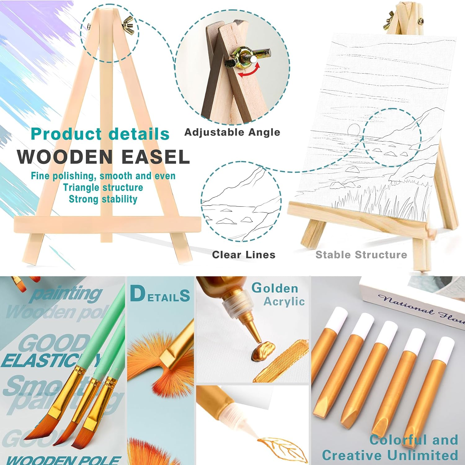 QUANWAISJ 12-Pack 10''X12''Sip and Paint Kit for Adults, Girls' Night Pre-Drawn Canvas,Painting Kits for Adults, Party Supplies, DIY Craft (Golden Beach) image number 3