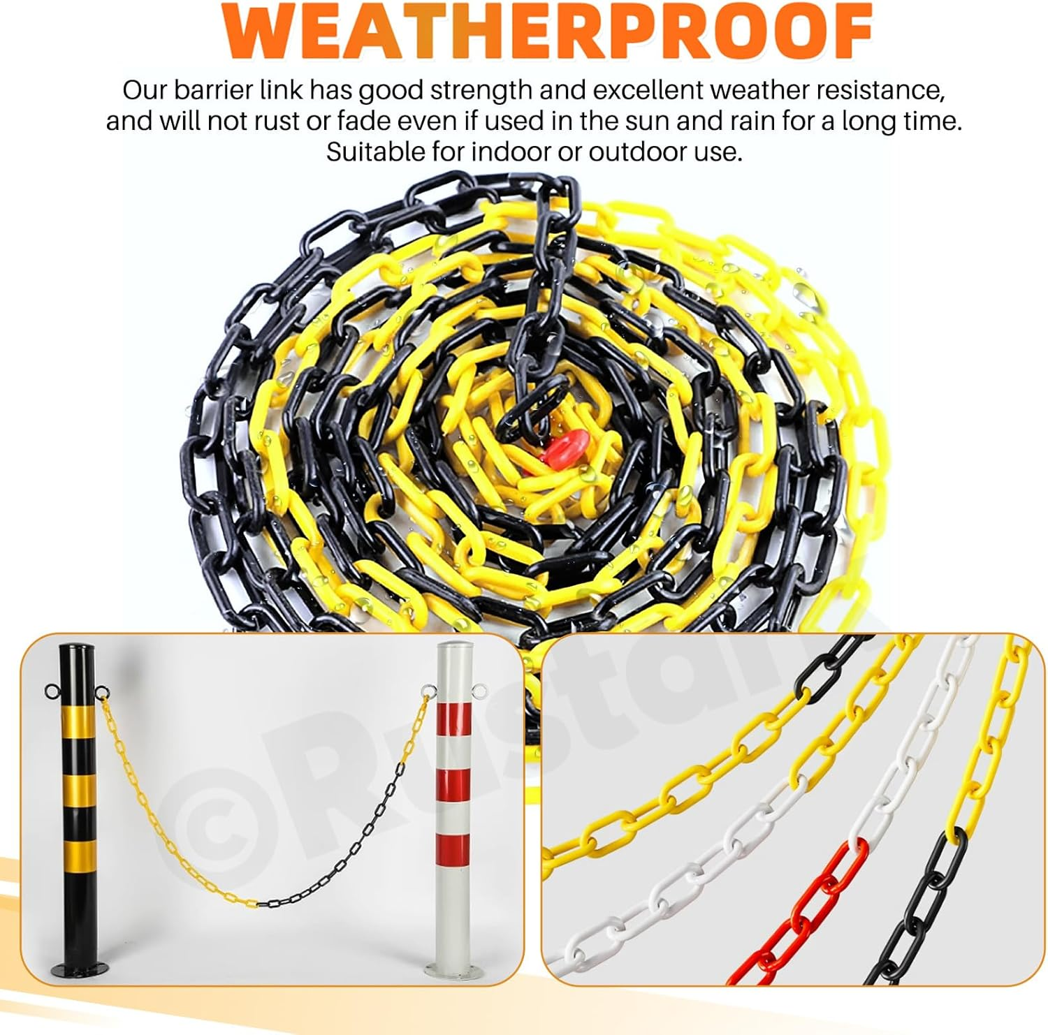 21Pcs Red and White Plastic Chain Links with Connector Hooks Plastic Chain Barrier Safety Barrier Chain for Crowd Control Construction Sites Parking Space Management - Red image number 3