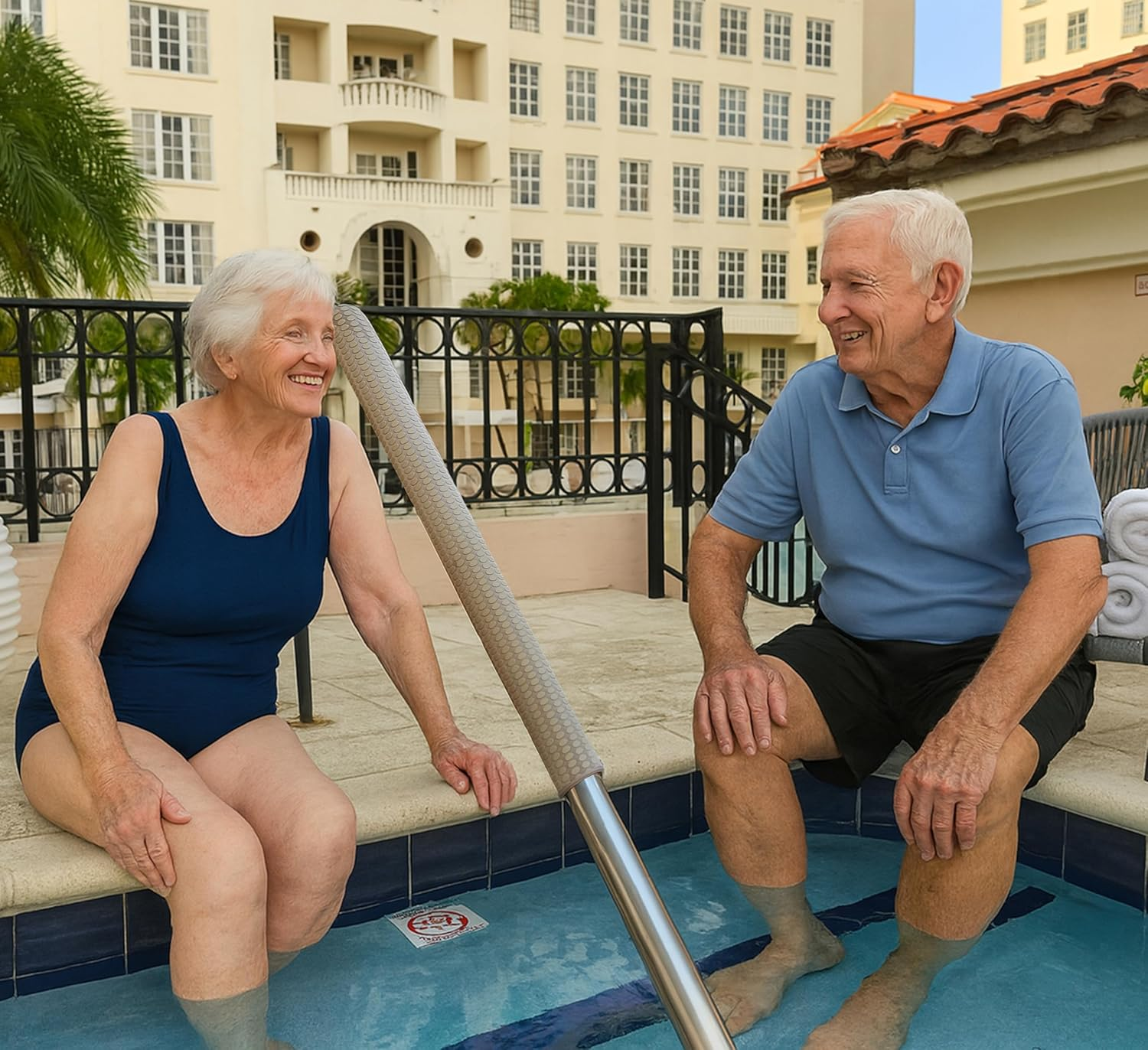 Helba Swimming Pool Handrail Cover - 6 Feet Neoprene Zippered Pool Handle Covers, Slip Resistant Hand Grip Rails for Inground Pool Entry image number 1