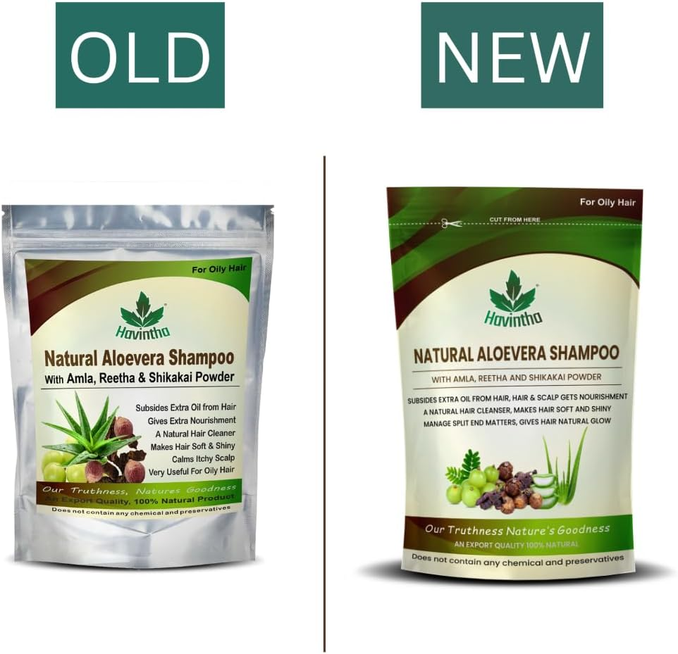 Havintha Natural Amla Reetha Shikakai and Aloevera Powder Shampoo for Oily Hair - 227G image number 2