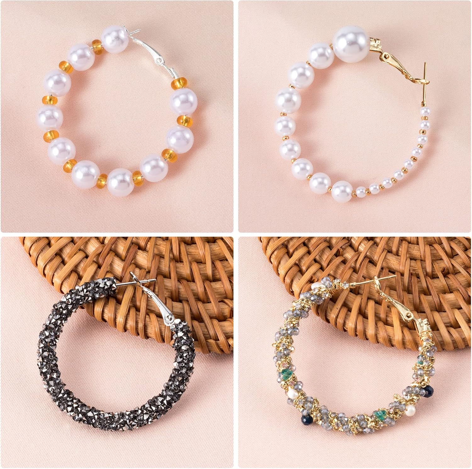 PAGOW 96Pcs Hoop Earrings Finding, Hypoallergenic Alloy round Earring Hoops for Jewelry Making, Open Beading DIY Earrings Craft Art Accessories - Silver image number 3