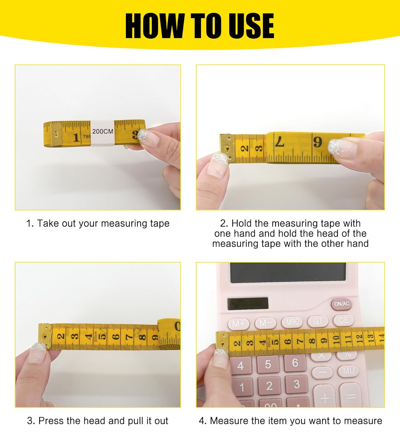 YBVABE 200Cm Measuring Tape for Body, 2PCS Double Scale 80In Soft Tape Measure Body Sewing Flexible for Weight Loss Medical Body Measurement Sewing Tailor Craft Vinyl, Has Inches Scale on Reverse Side