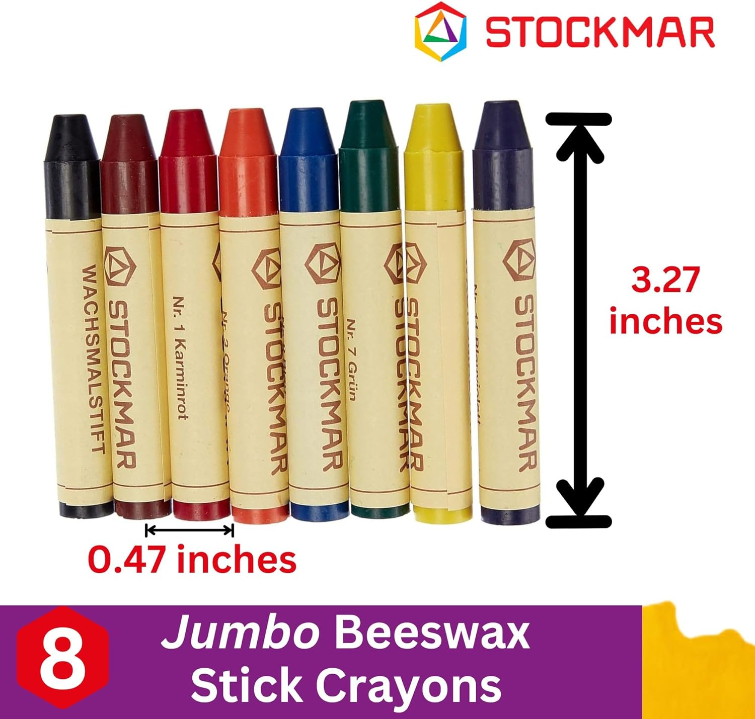 Wax Crayons with Pure Beeswax Sticks in Tin Box, Assorted Colors (Pack of 8) image number 3