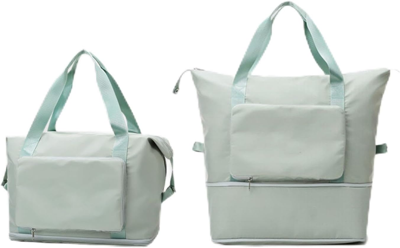 Large Capacity Folding Travel Bag Light in Weight Waterproof Foldable Carry Luggage Bags for Travel Dry and Wet Separation Gym Bag Shoulder Bag Duffel Bag Green