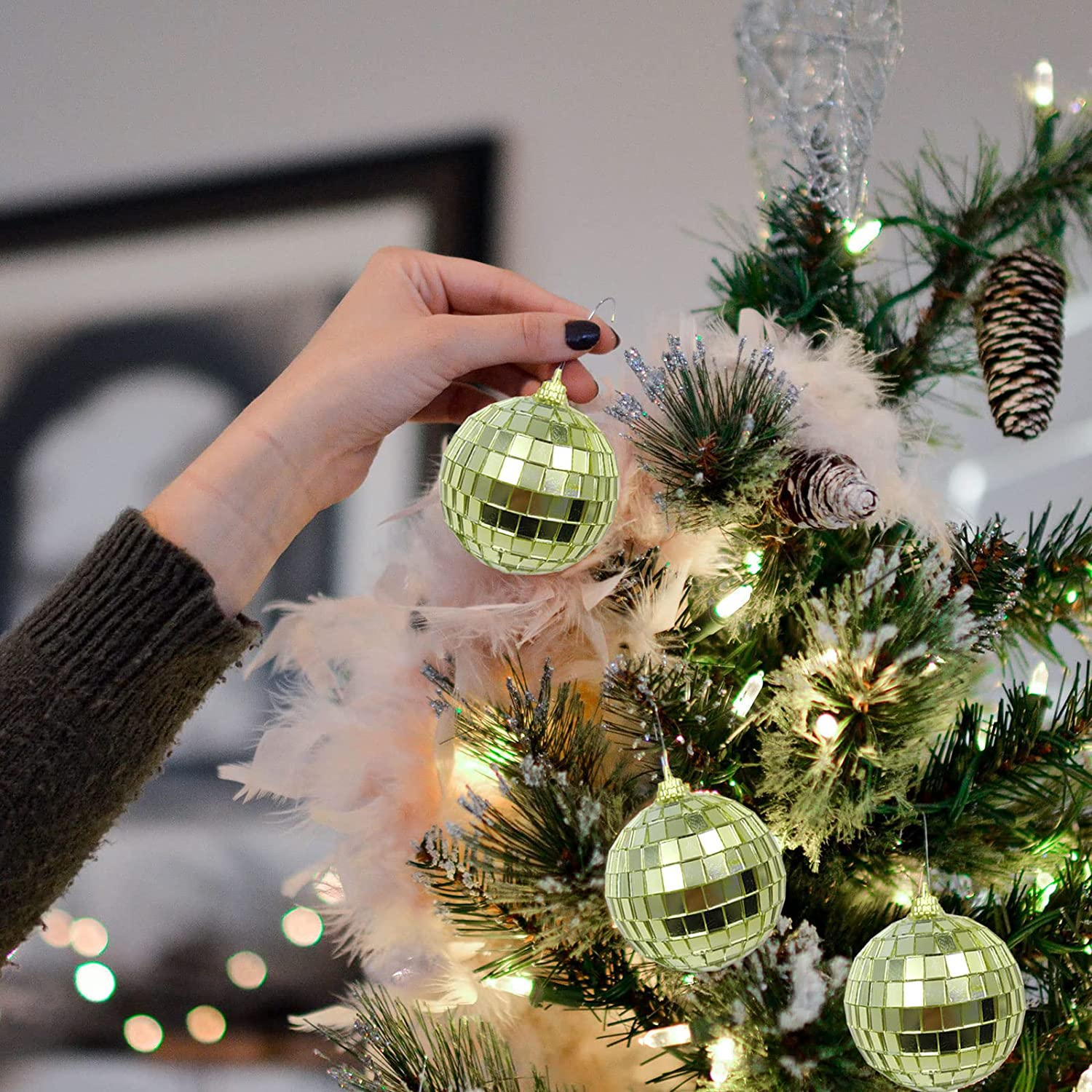 30Pcs Small Mirror Disco Ball 3Cm 1.18In Diameter, Christmas Ball Ornaments, Cake Party Stage Decoration Ball, Disco Mirror Reflective Ball (Silver) image number 3