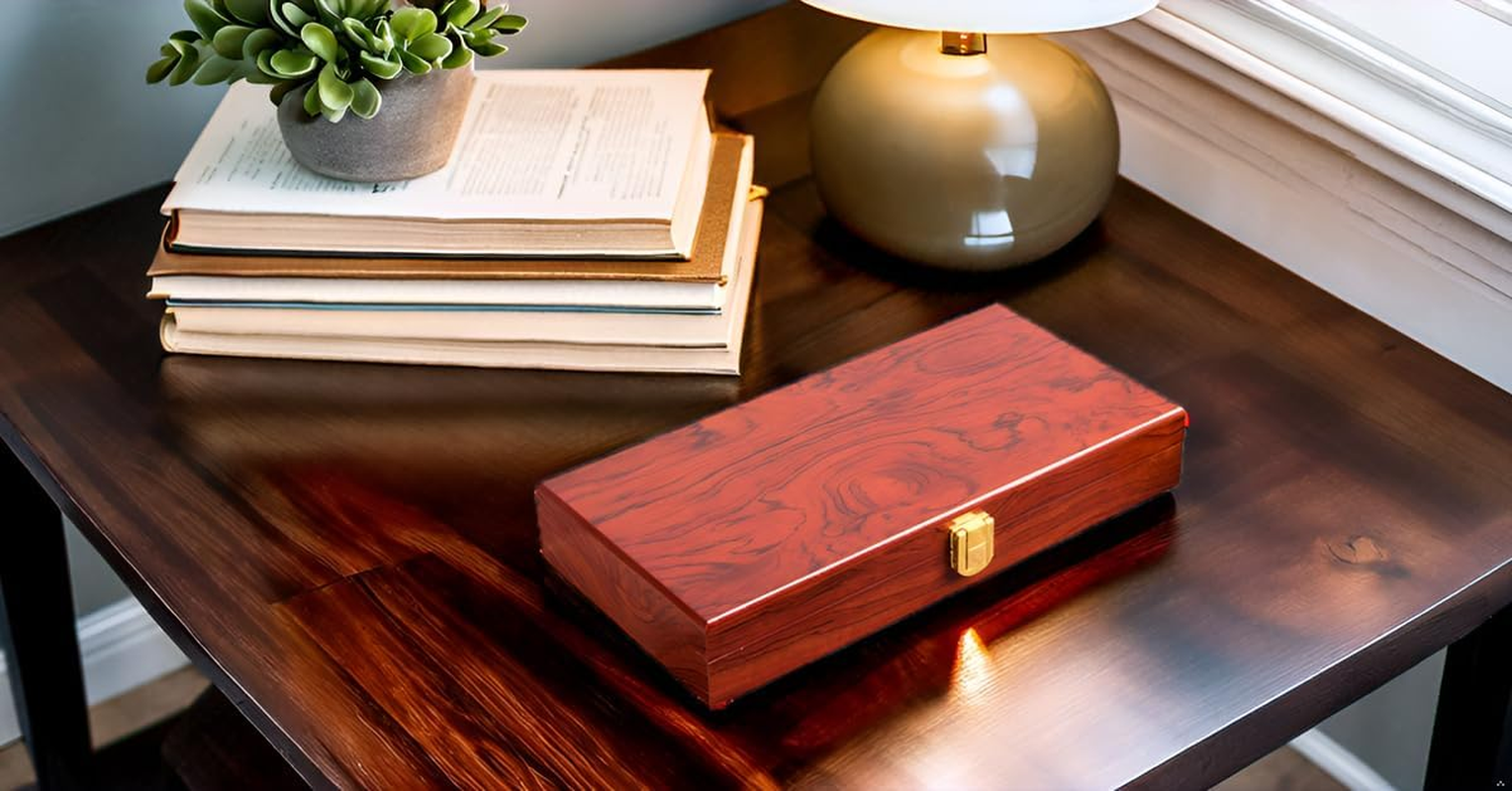 WANLIAN Wooden Box,Wooden Storage Box,Home/Office Decoration Box,Decorative Box Storage Box with Lid,Wooden Box with Hinged Lid, Wooden Box with Lock,Wooden Box with Lock,Storage with Lock Boxes, image number 5