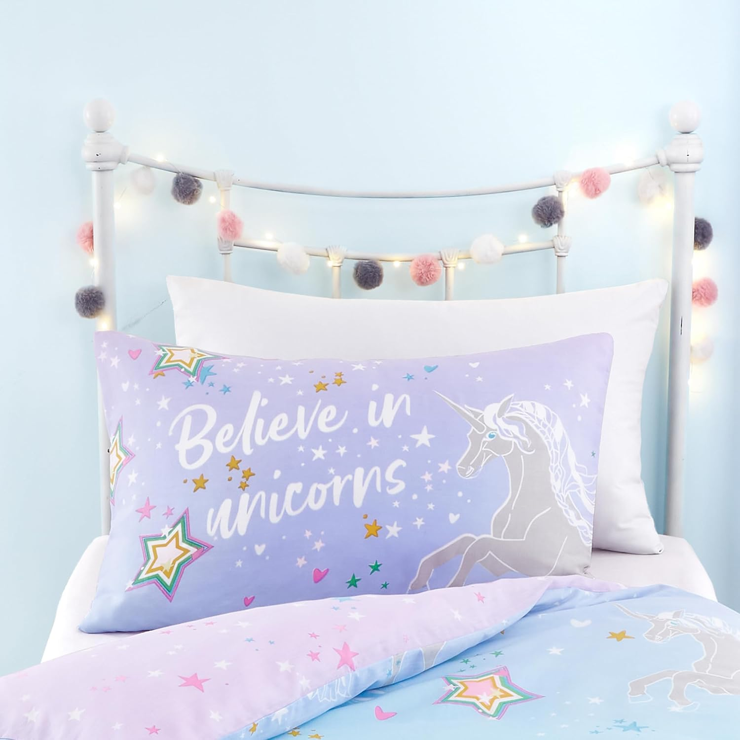 Bedlam Ombre Unicorn Glow in the Dark Duvet Cover Set Double Lilac image number 3