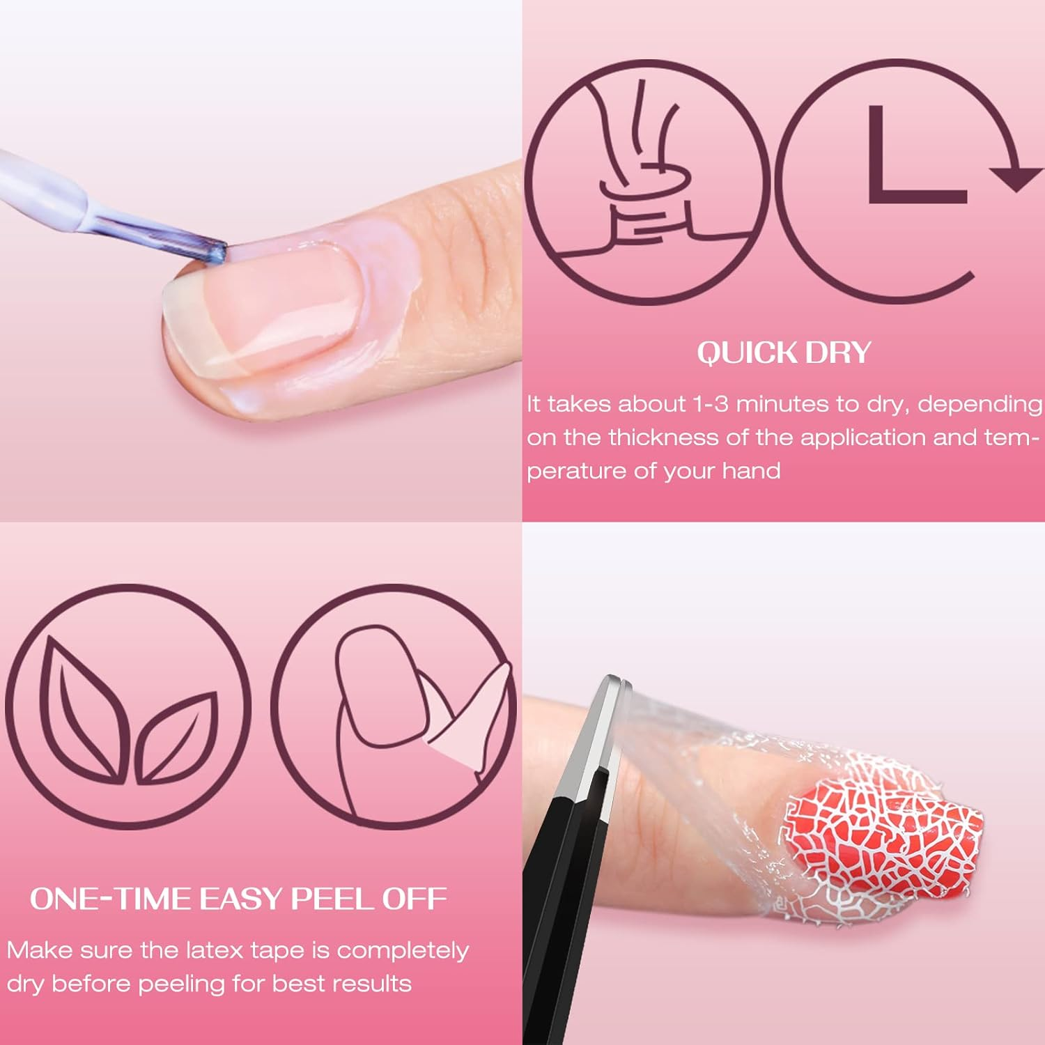 DRMODE Liquid Latex for Nails 30ML Fast Drying Cuticle Guard Latex Tape Peel off for Nails Painting, Stamping Skin Protectors Barrier for Nail Art with Bonus Tweezers for Various Nail Art image number 4