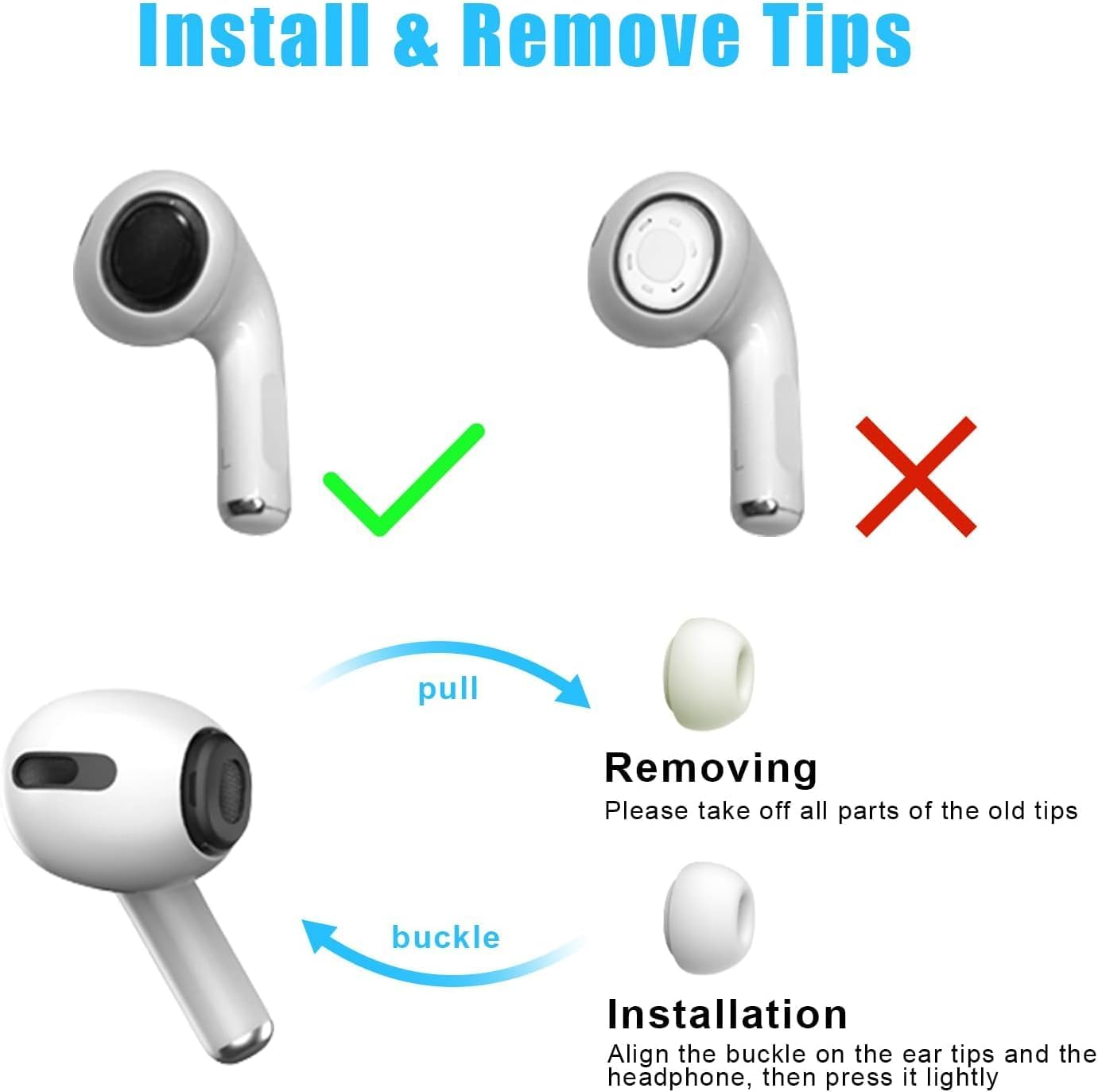 THJOPOKEEL 12 Pieces Replacement Ear Tips for Airpods Pro/Airpods Pro 2, 3 Size Replacement Silicone Rubber Eartips Earbuds Buds Tips (S/M/L) (6 Pairs) image number 5