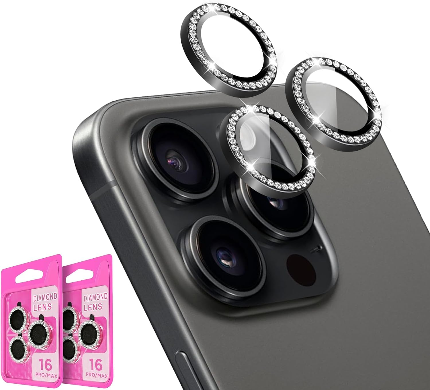 [4 Pieces] T Tersely Camera Lens Protector for Iphone 16 Pro/Iphone 16 Pro Max 2024, 9H Transparent Camera Tempered Glass Protective Cover - Desert Titanium