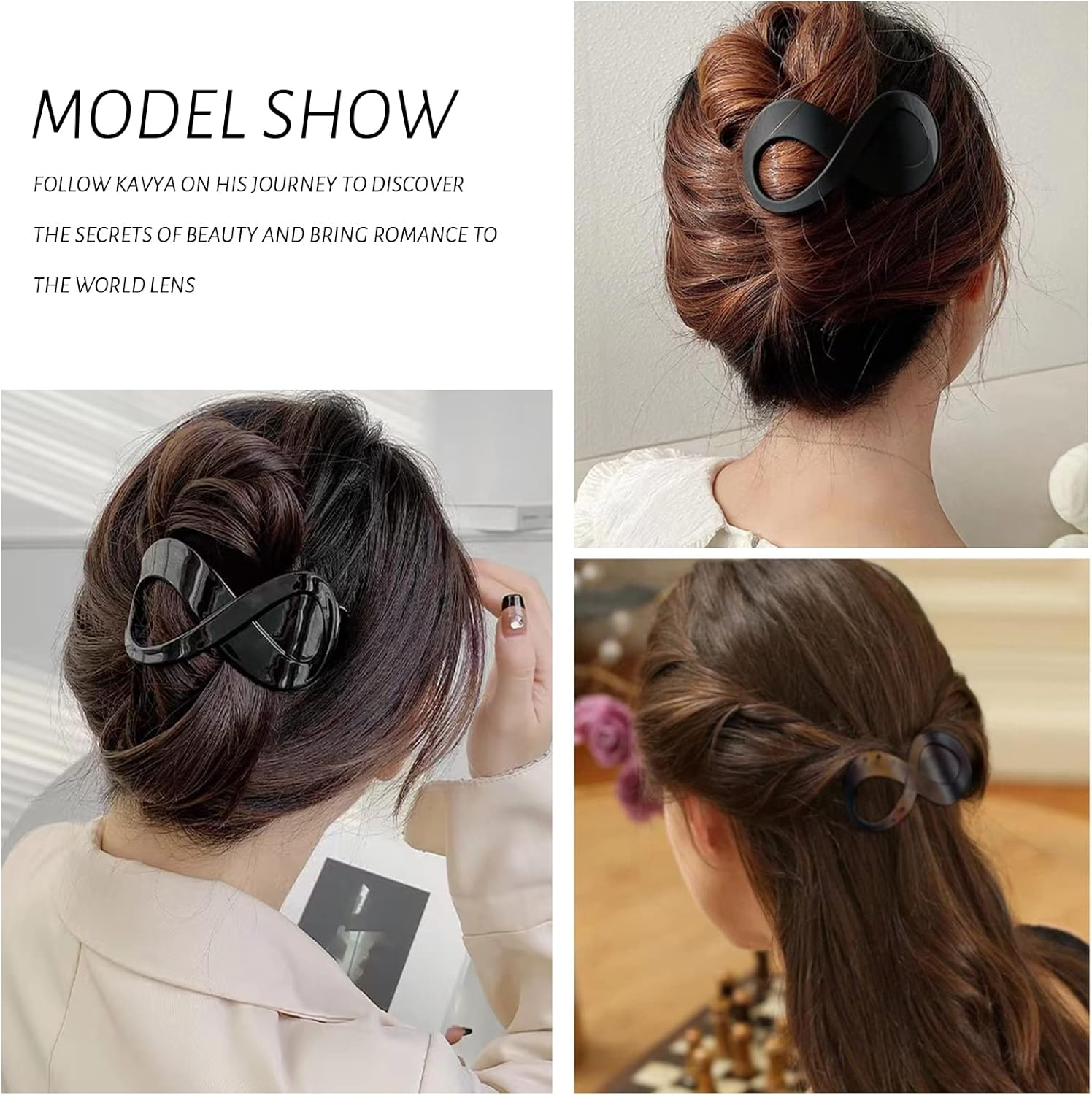 Kavya 5 Pcs Hair Claw Clip Hair Clips for Thick Hair Women, Non-Slip Hair Claws Large Hair Clip, Vintage Hair Accessories for Women and Girls